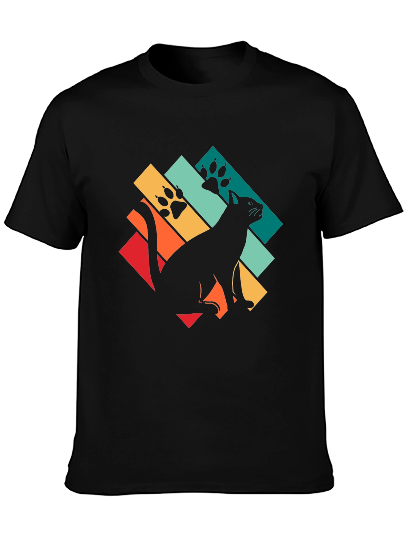 Retro Cat Paw Print T-Shirt
