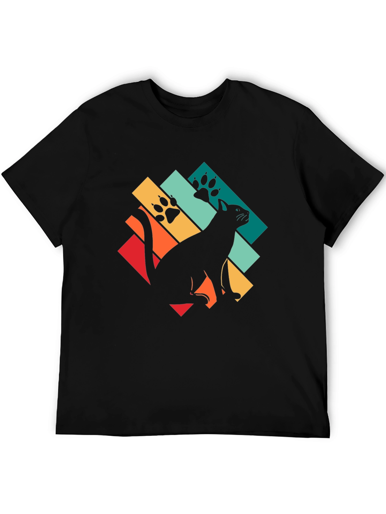 Retro Cat Paw Print T-Shirt