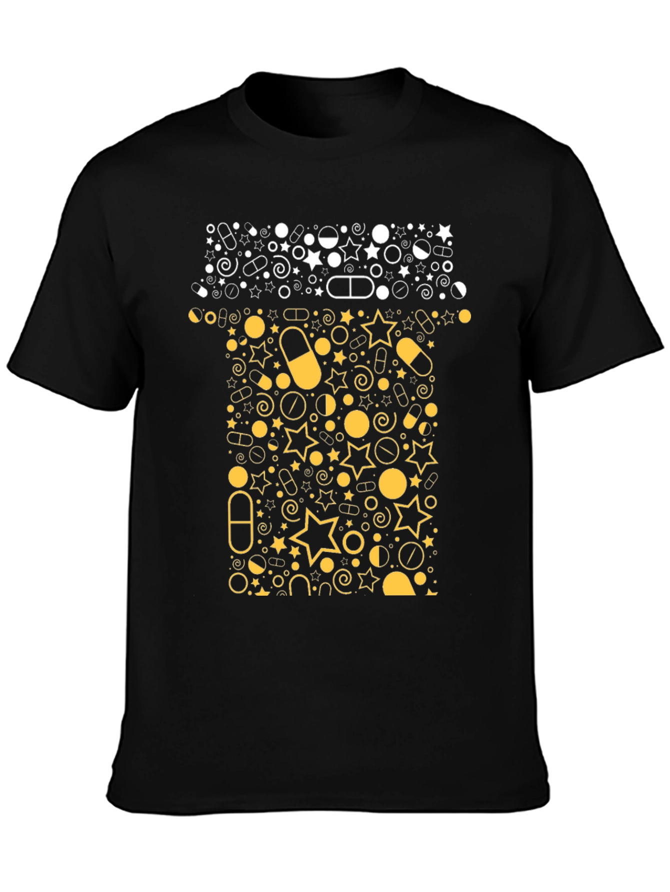 Pill Bottle Graphic Tee - Black Cotton T-Shirt