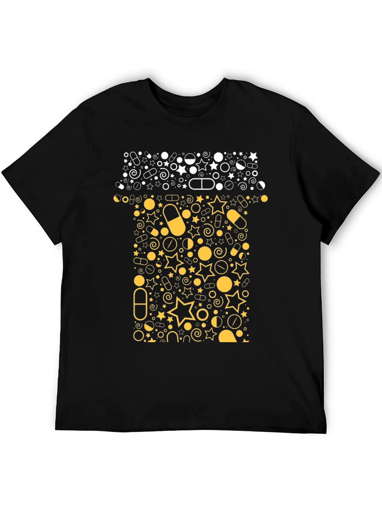 Pill Bottle Graphic Tee - Black Cotton T-Shirt