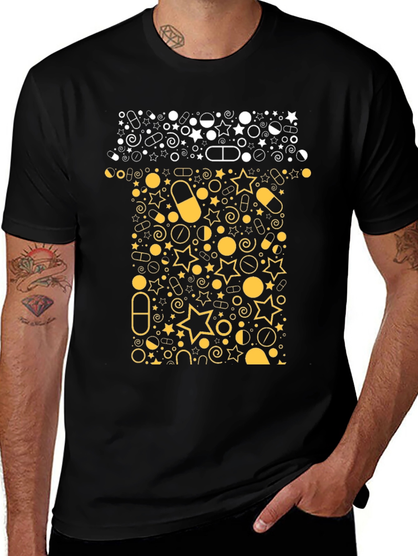 Pill Bottle Graphic Tee - Black Cotton T-Shirt