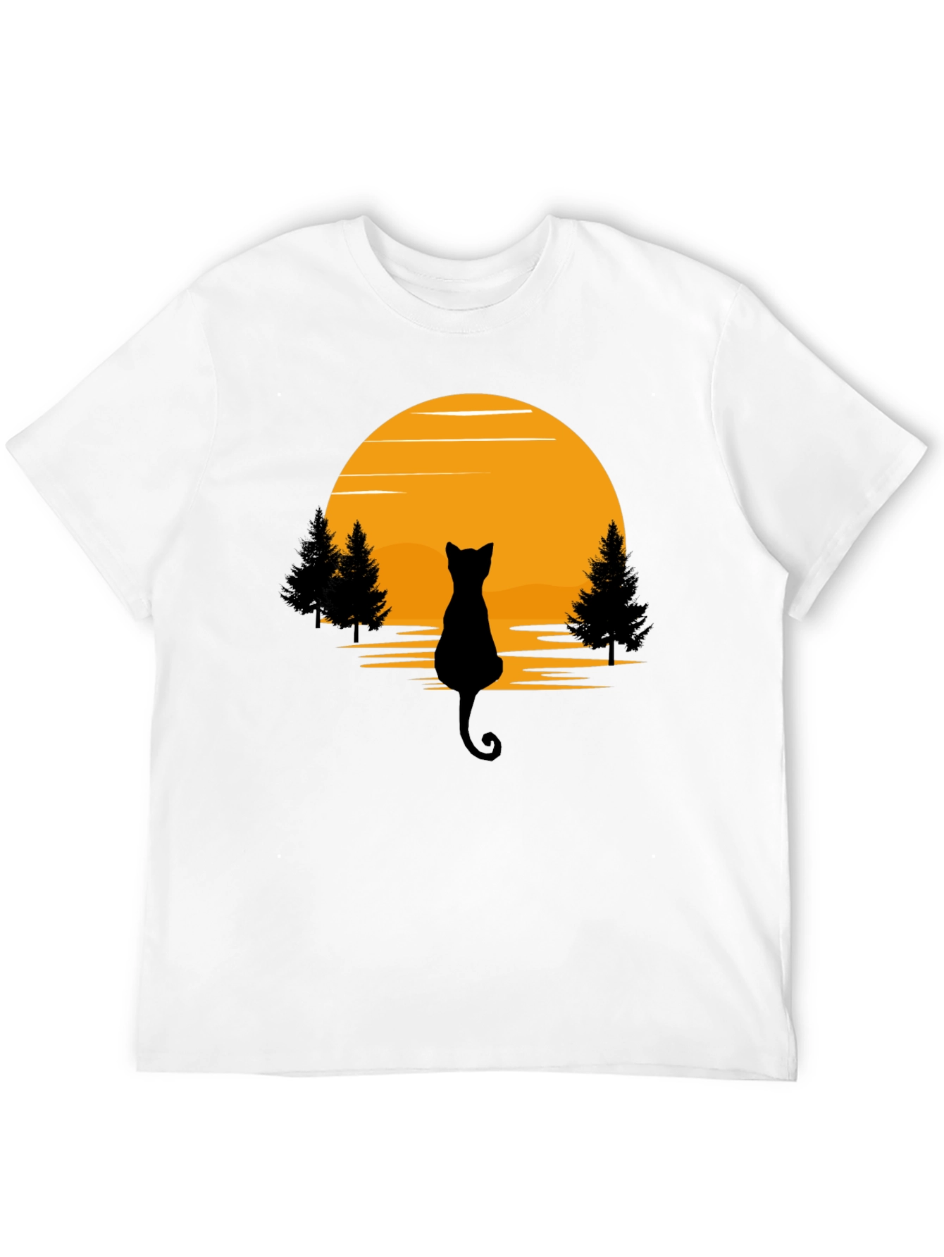 Black Cat Sunset Silhouette T-Shirt