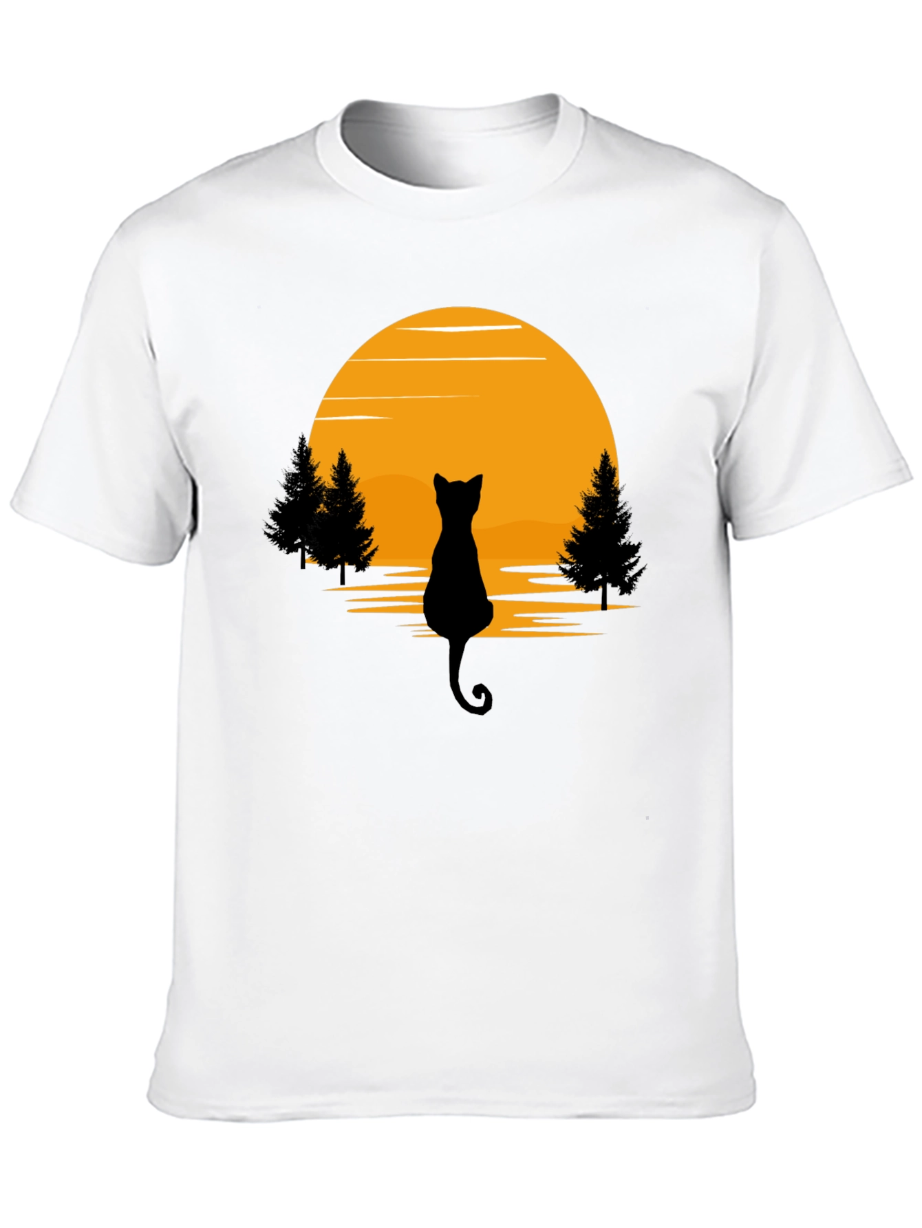 Black Cat Sunset Silhouette T-Shirt