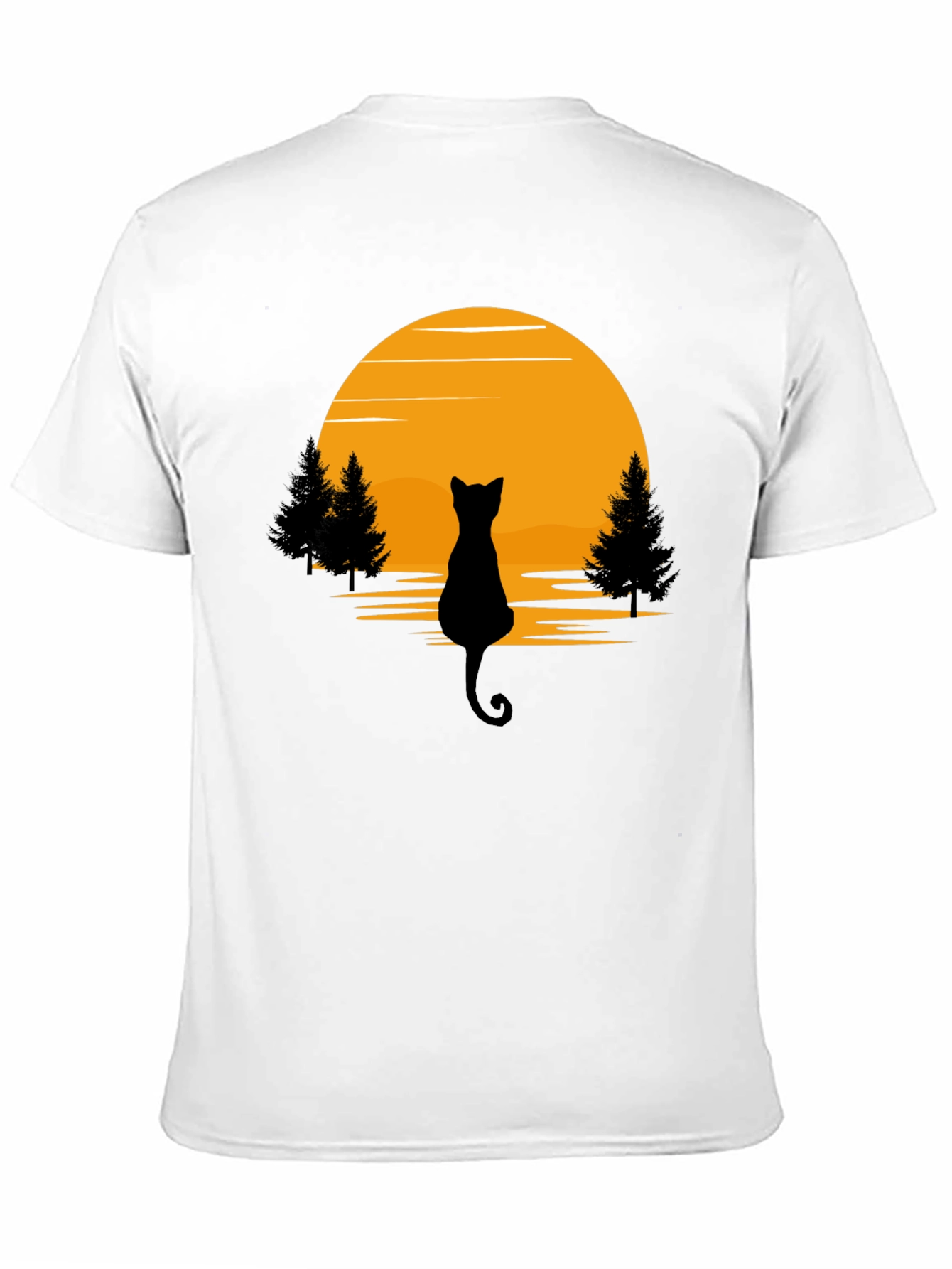 Black Cat Sunset Silhouette T-Shirt