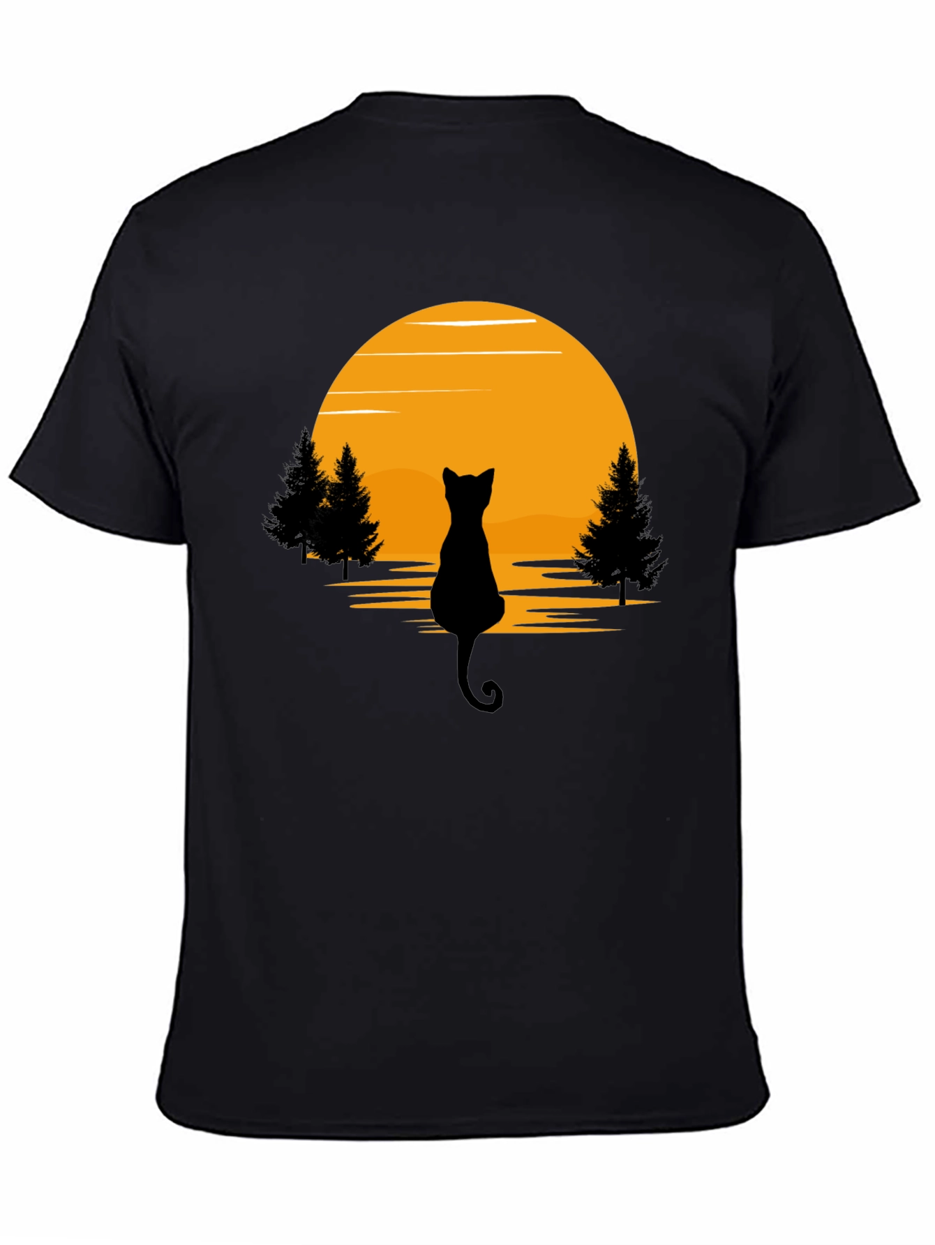 Black Cat Sunset Silhouette T-Shirt