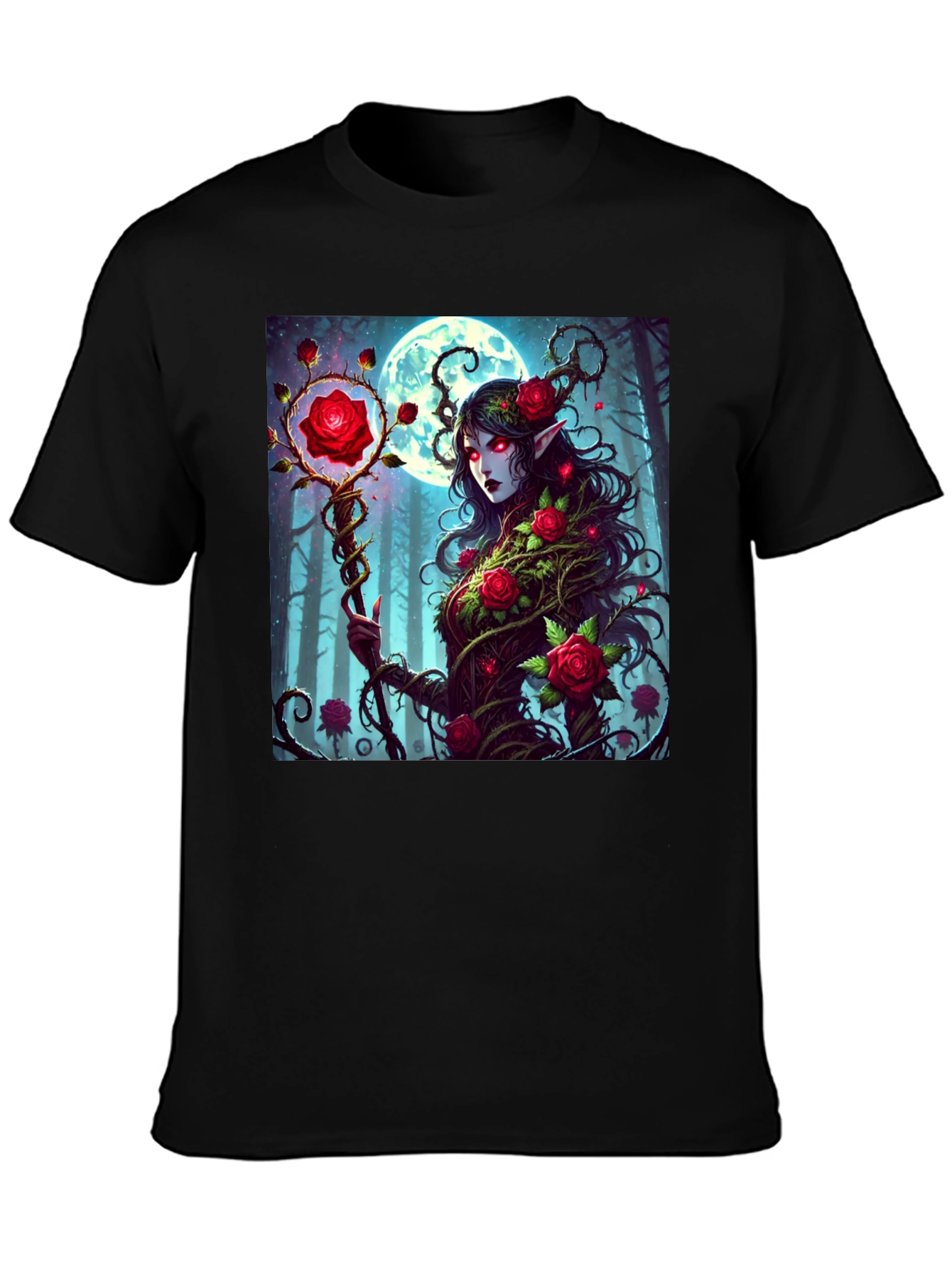 Rose Enchantress Graphic Tee - Dark Fantasy Style