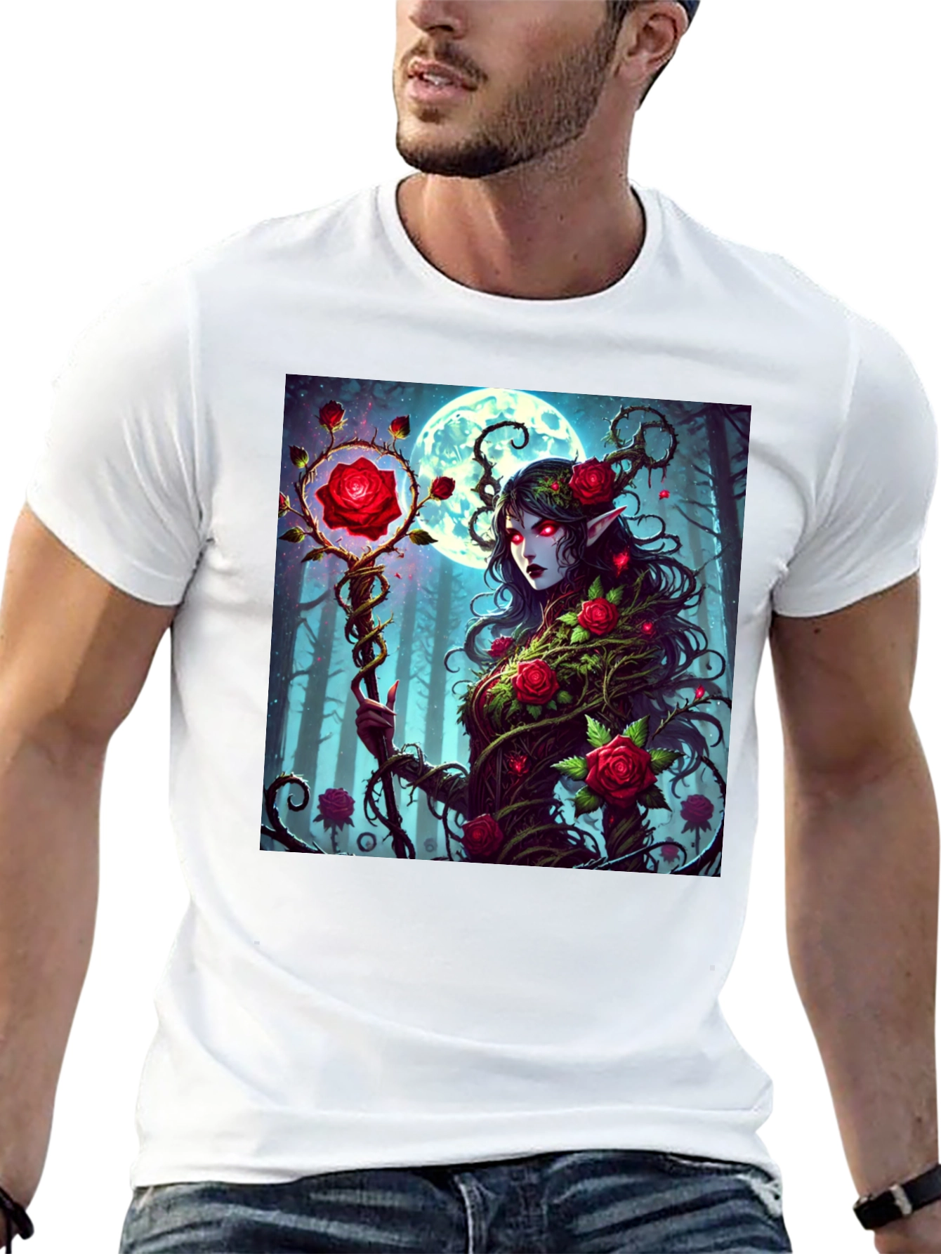 Rose Enchantress Graphic Tee - Dark Fantasy Style