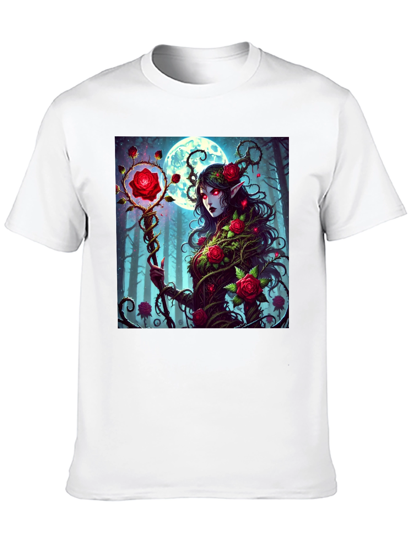 Rose Enchantress Graphic Tee - Dark Fantasy Style