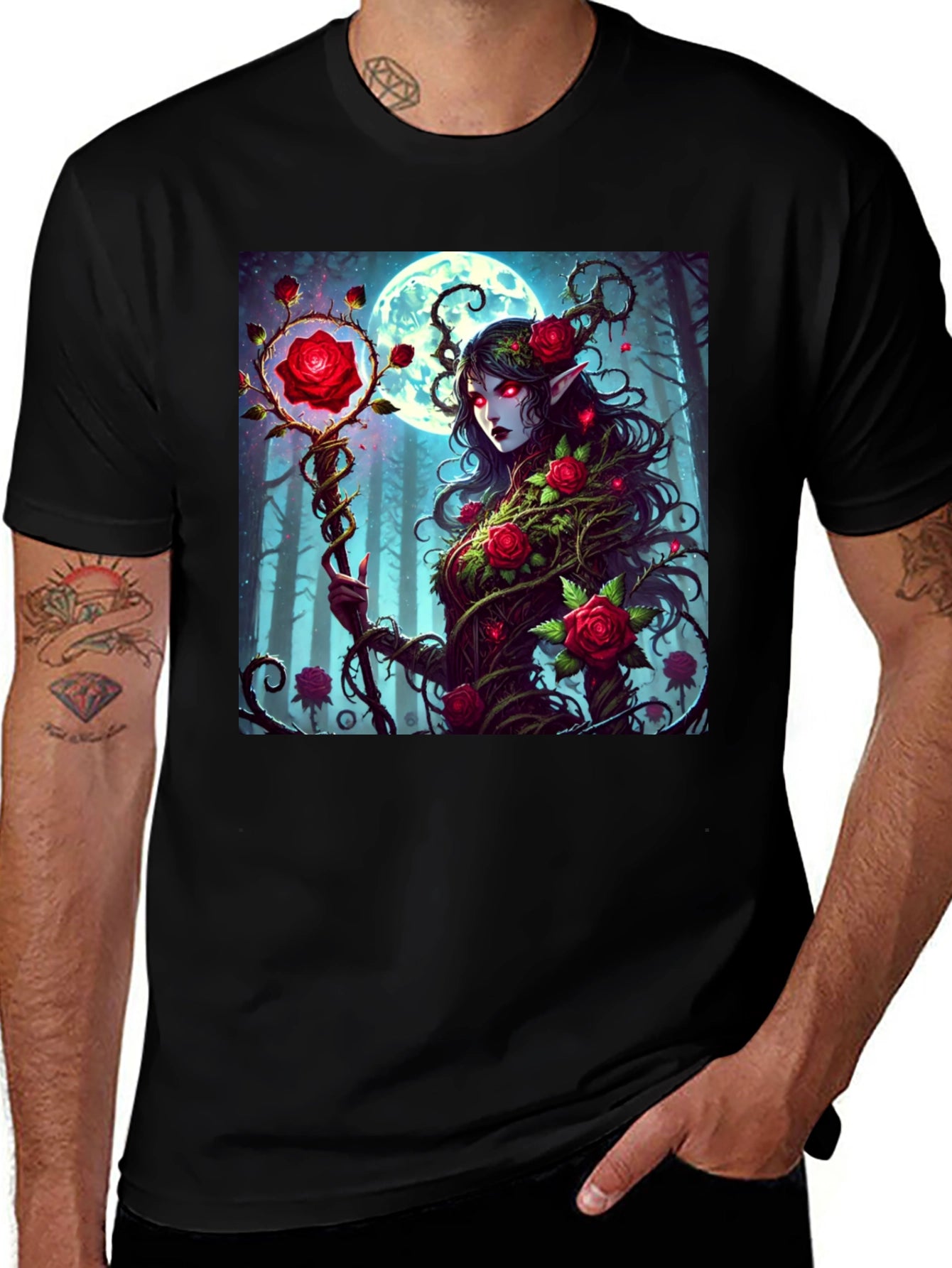 Rose Enchantress Graphic Tee - Dark Fantasy Style