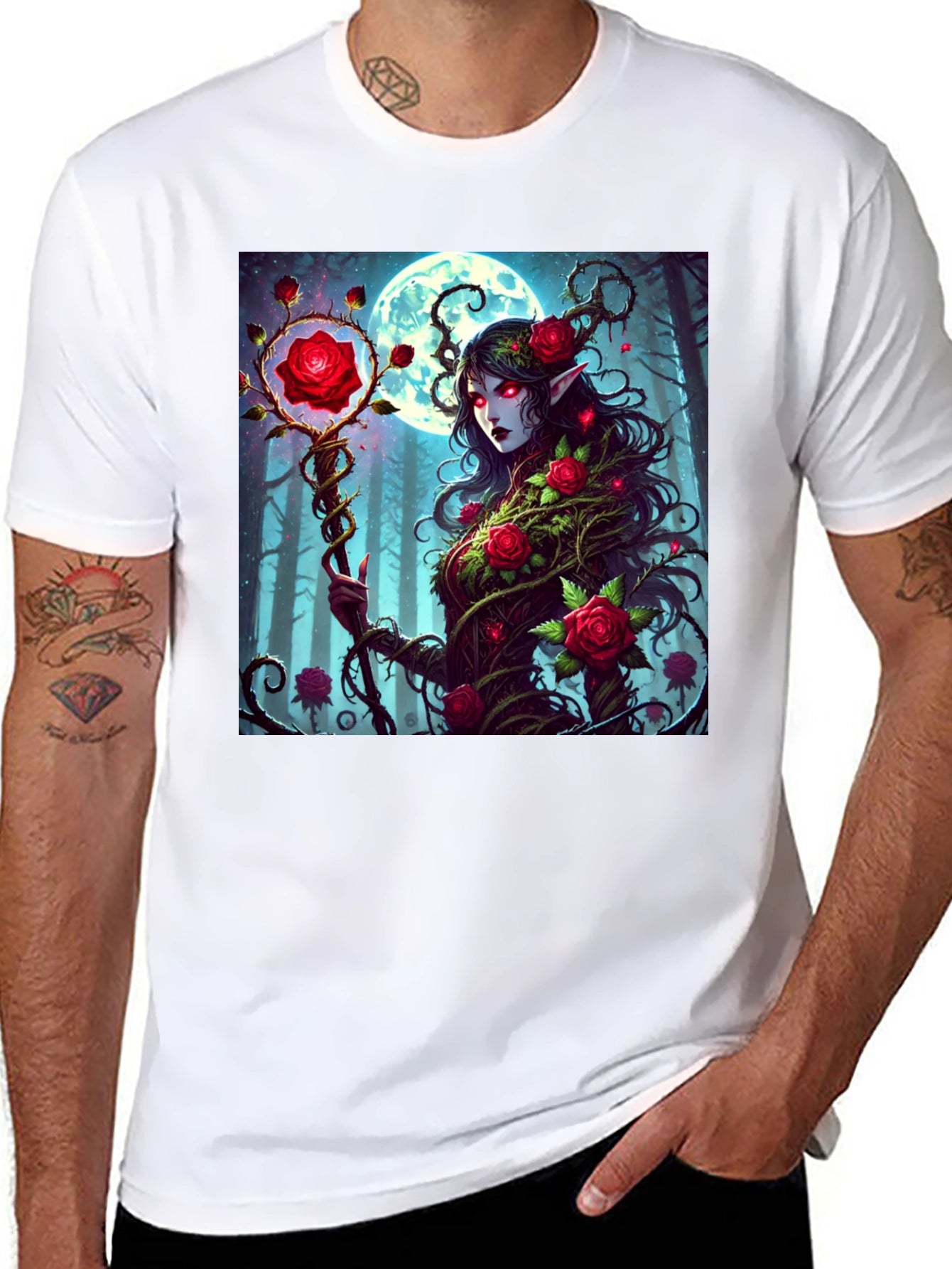Rose Enchantress Graphic Tee - Dark Fantasy Style