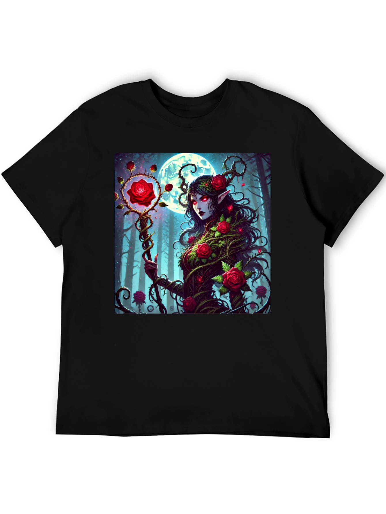 Rose Enchantress Graphic Tee - Dark Fantasy Style
