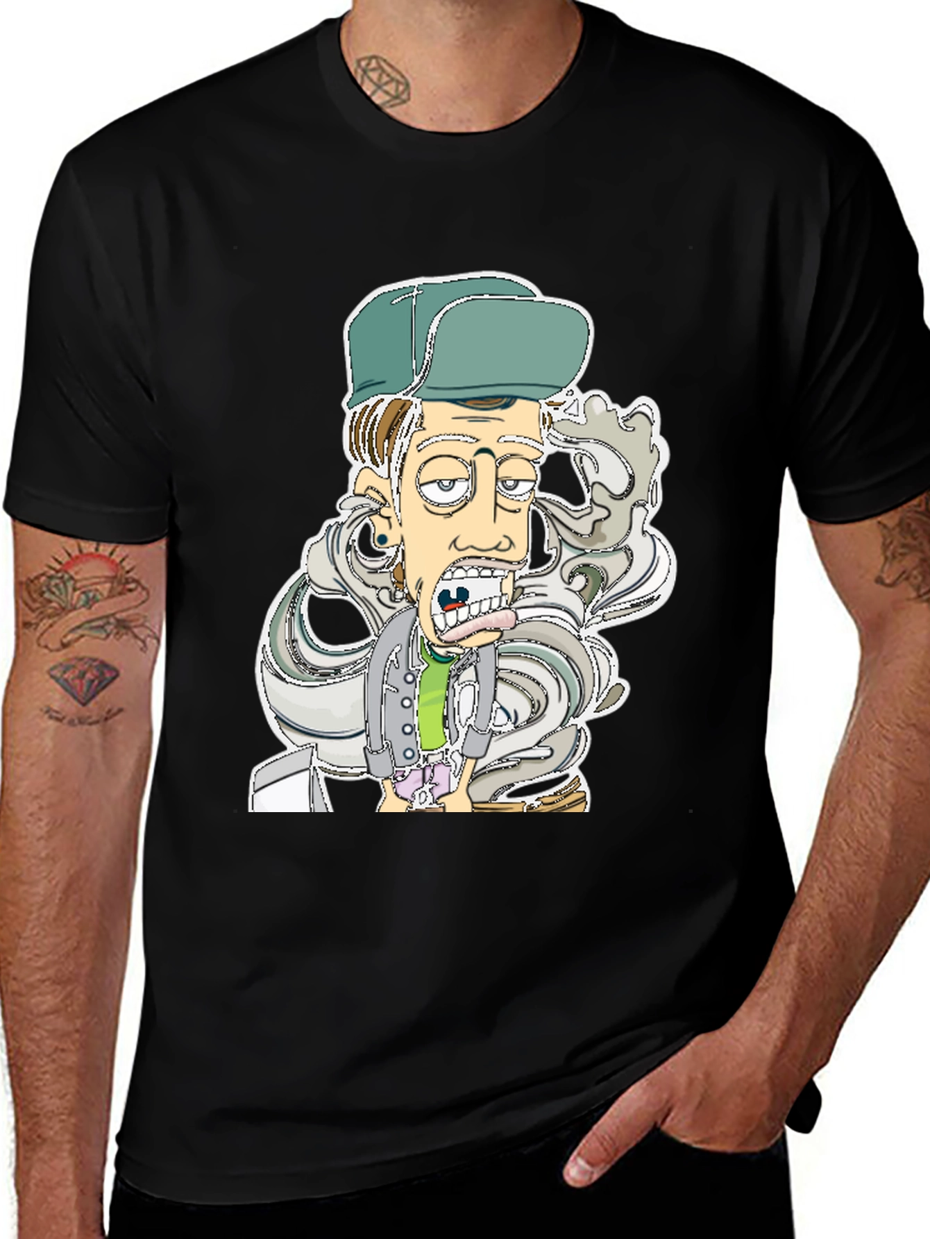 Cartoon Character Graphic Black T-Shirt
