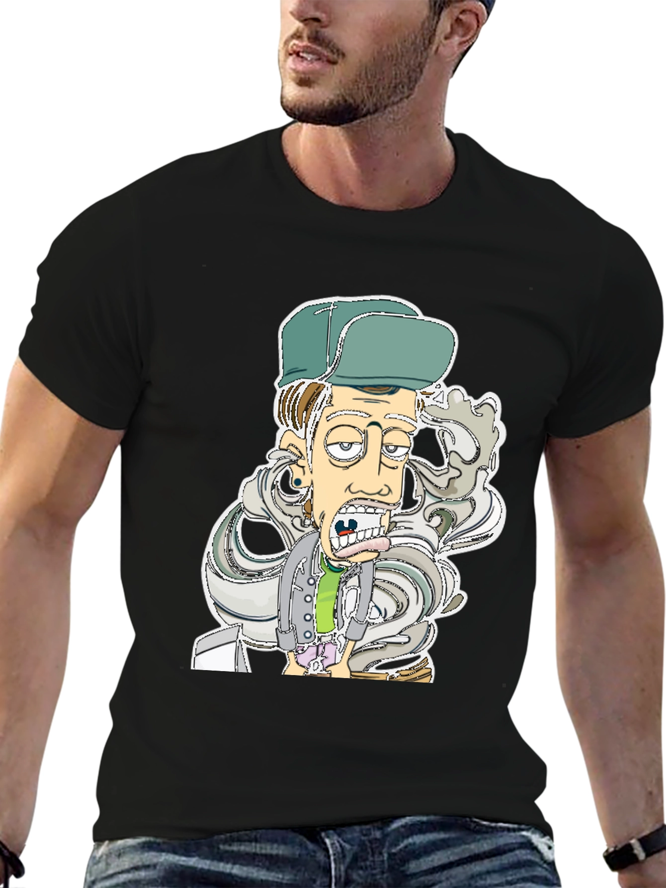 Cartoon Character Graphic Black T-Shirt