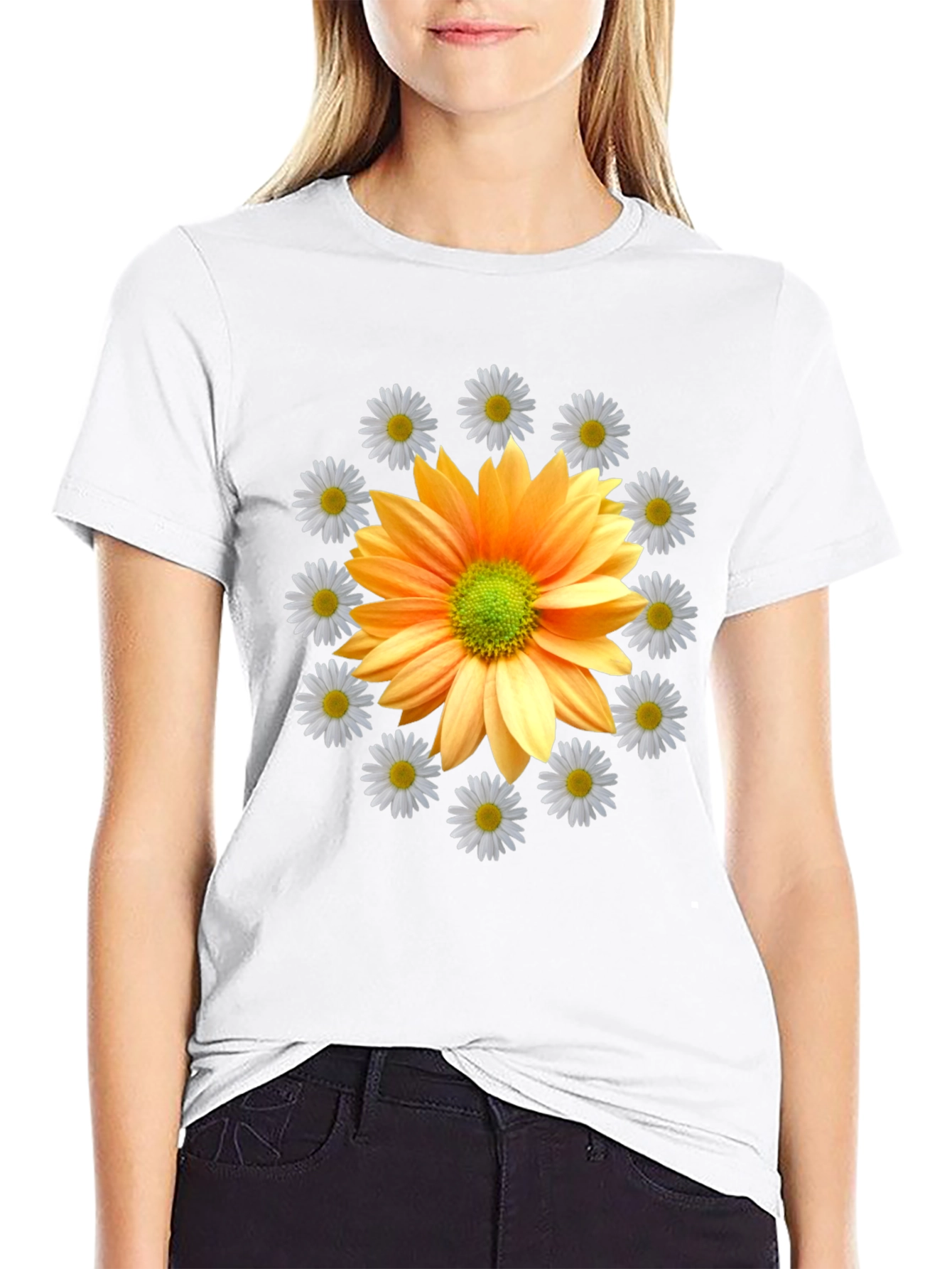 Floral Graphic Tee - Sunflower and Daisies