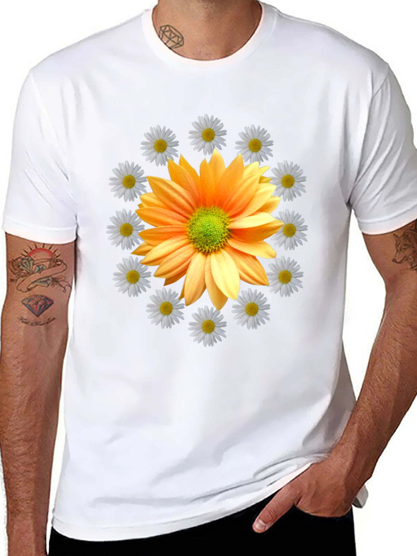 Floral Graphic Tee - Sunflower and Daisies
