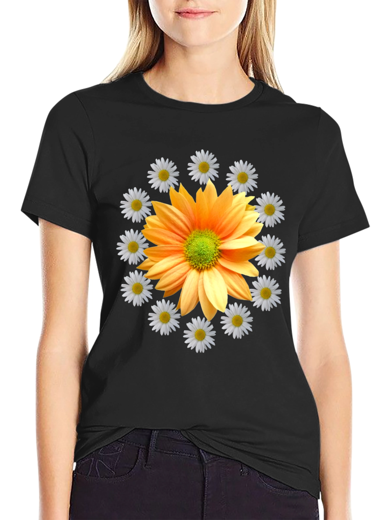 Floral Graphic Tee - Sunflower and Daisies