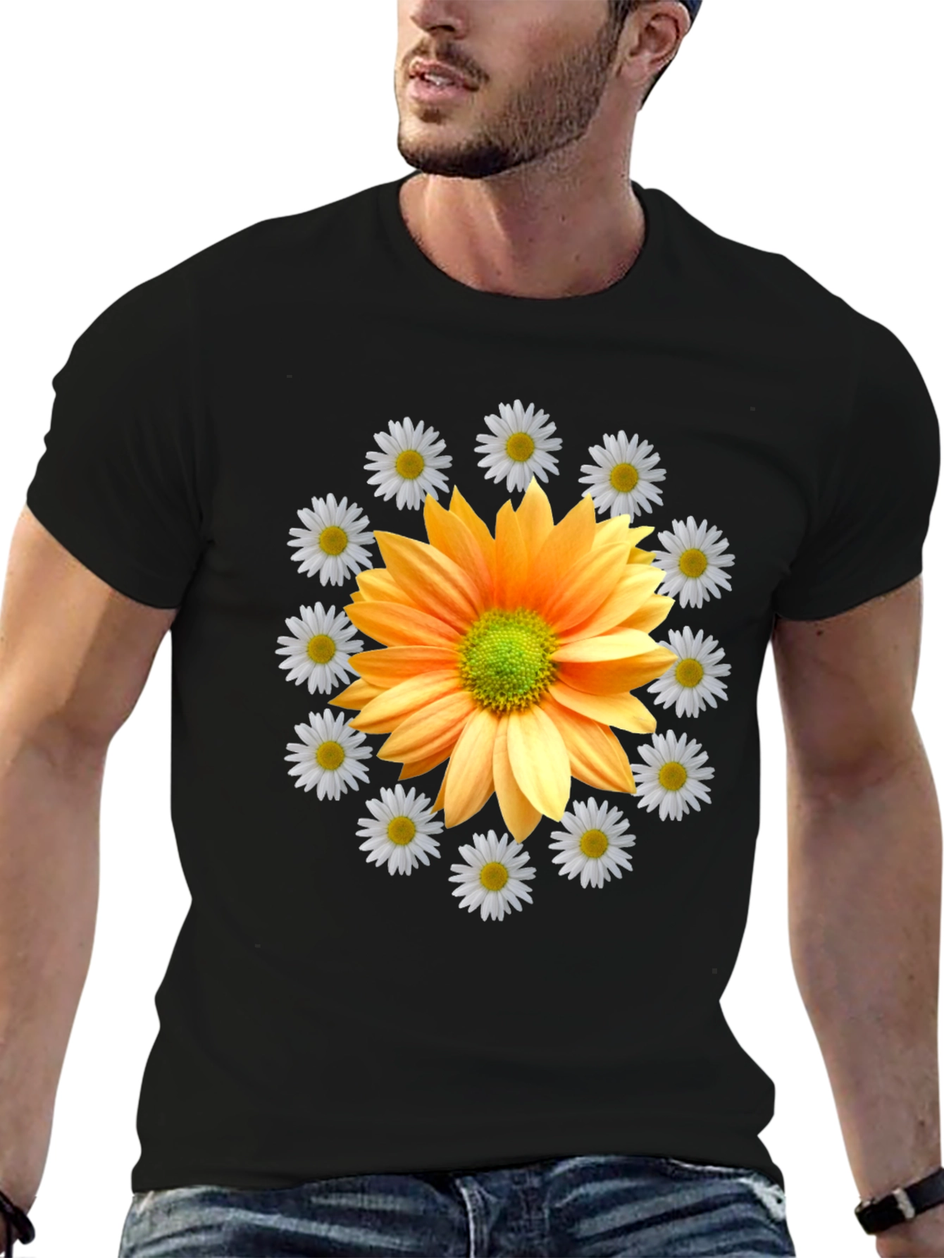 Floral Graphic Tee - Sunflower and Daisies