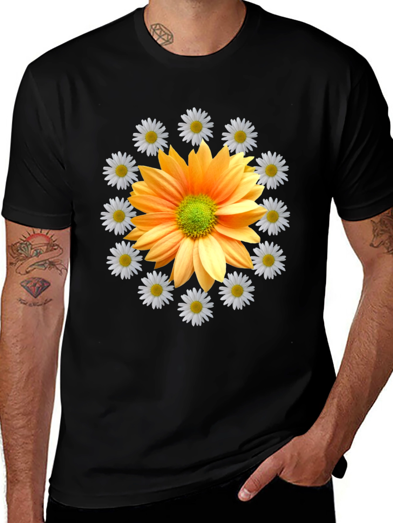 Floral Graphic Tee - Sunflower and Daisies