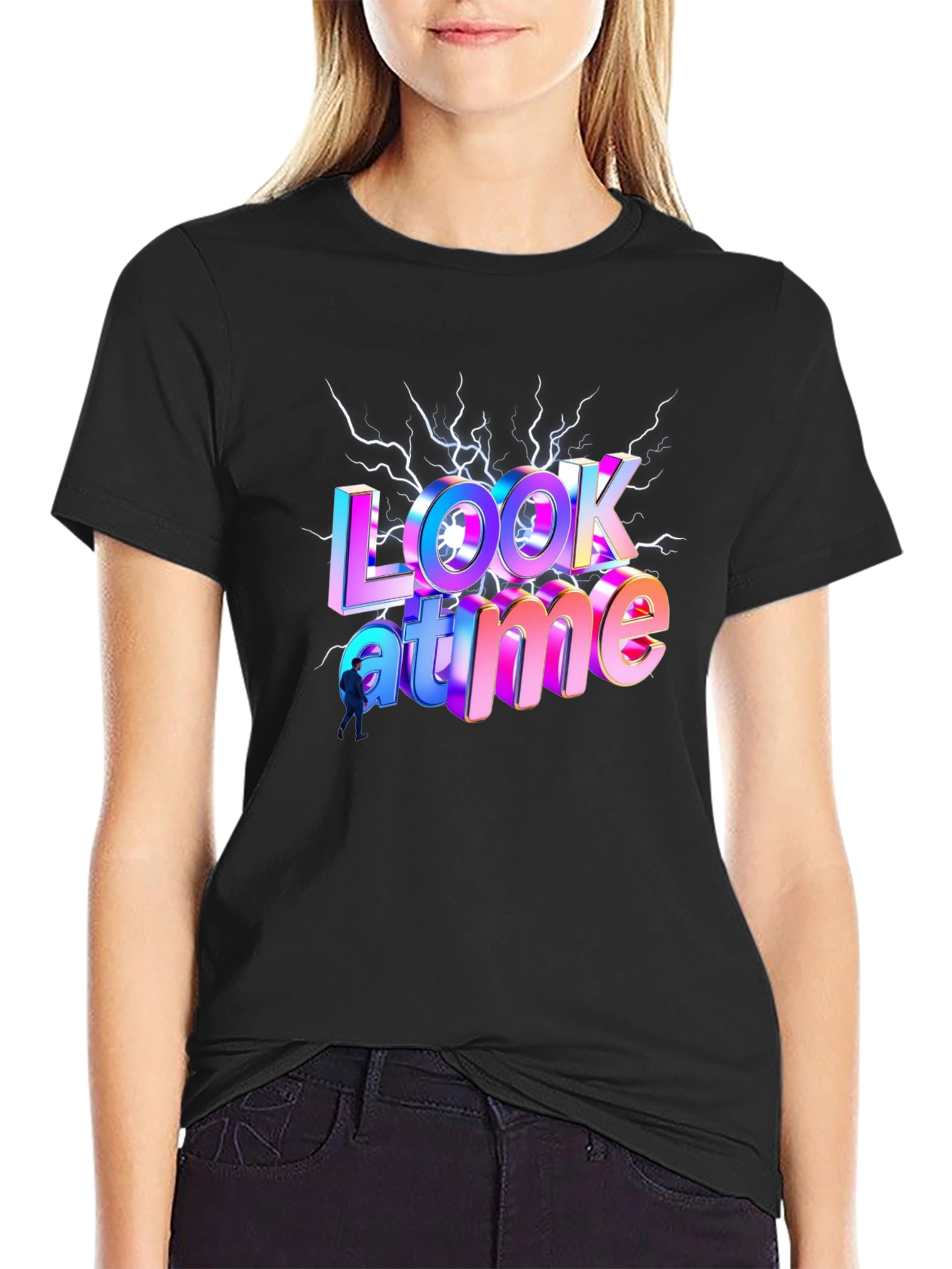 Look At Me Time Black Graphic Tee