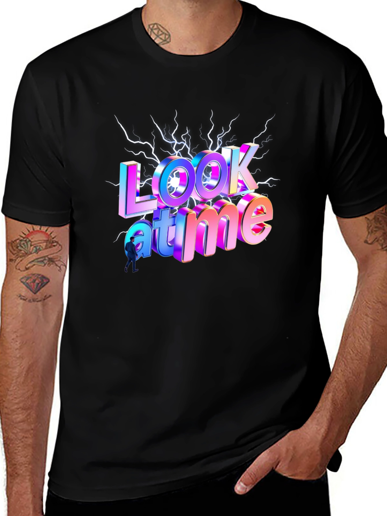 Look At Me Time Black Graphic Tee