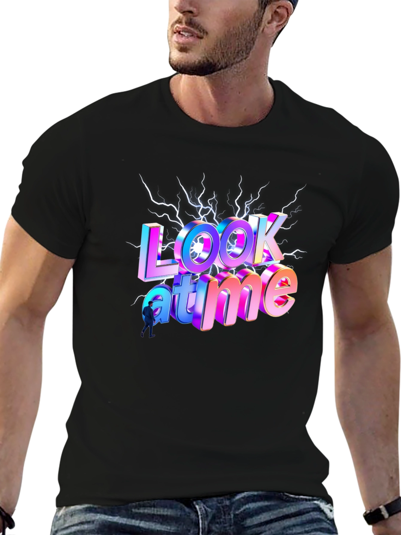 Look At Me Time Black Graphic Tee