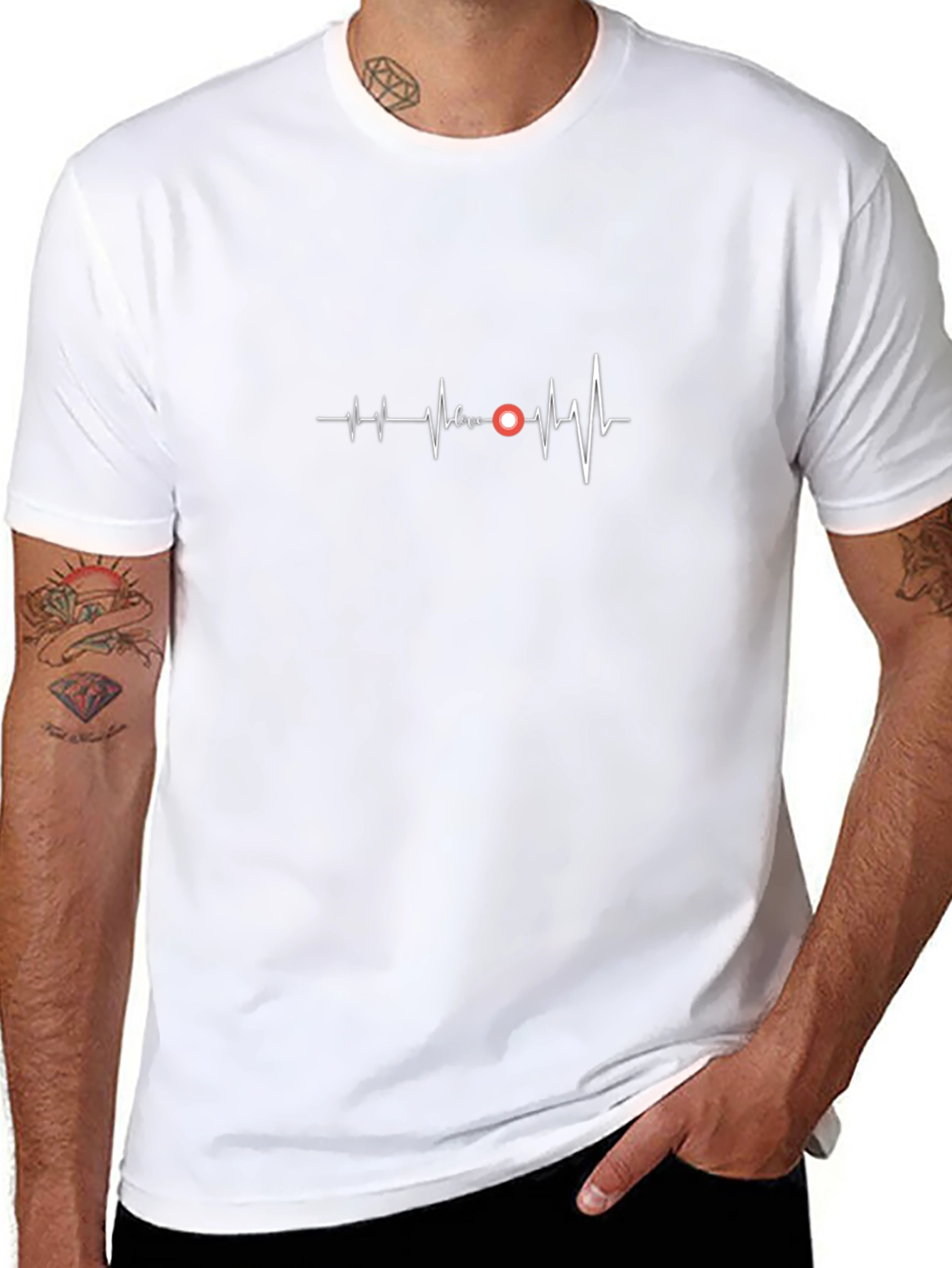 Heartbeat Love Graphic T-Shirt - Stylish Black Tee