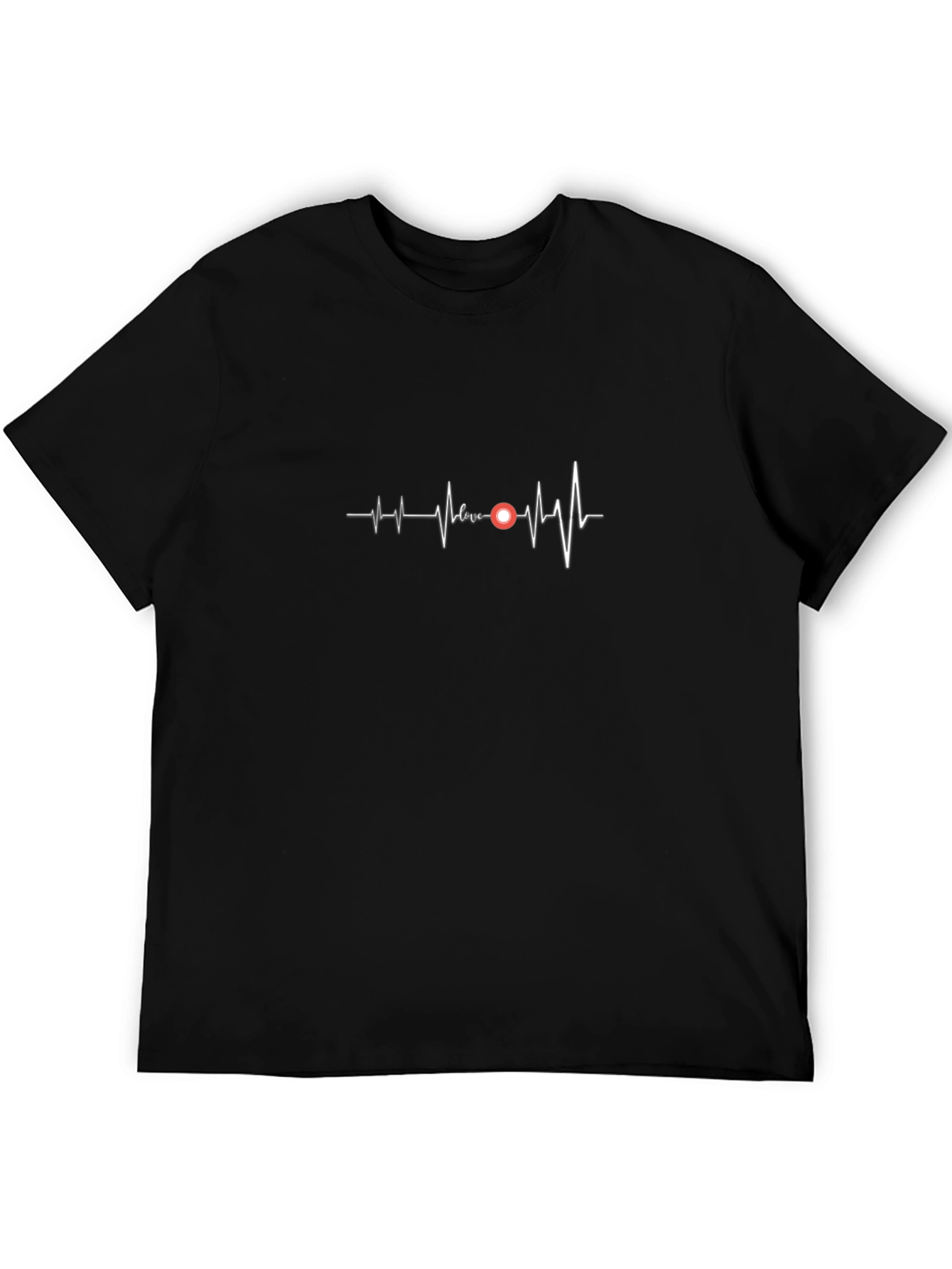 Heartbeat Love Graphic T-Shirt - Stylish Black Tee