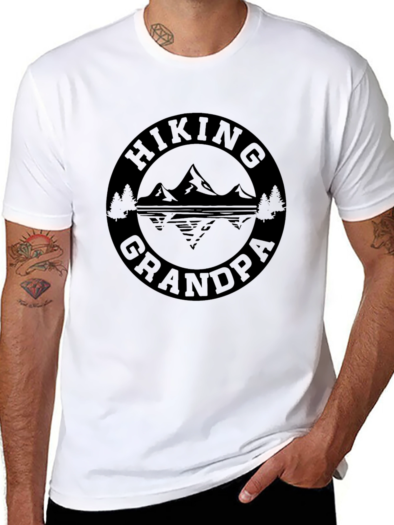 Hiking Grandpa Black Graphic T-Shirt