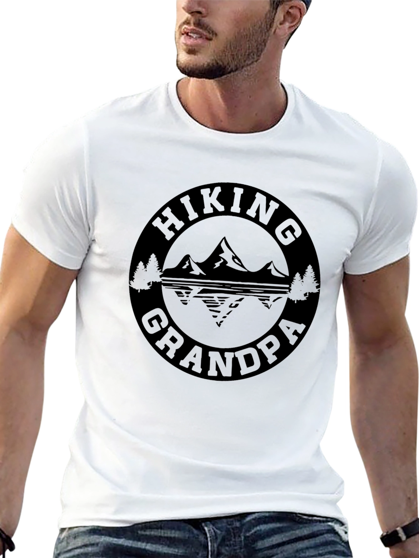 Hiking Grandpa Black Graphic T-Shirt