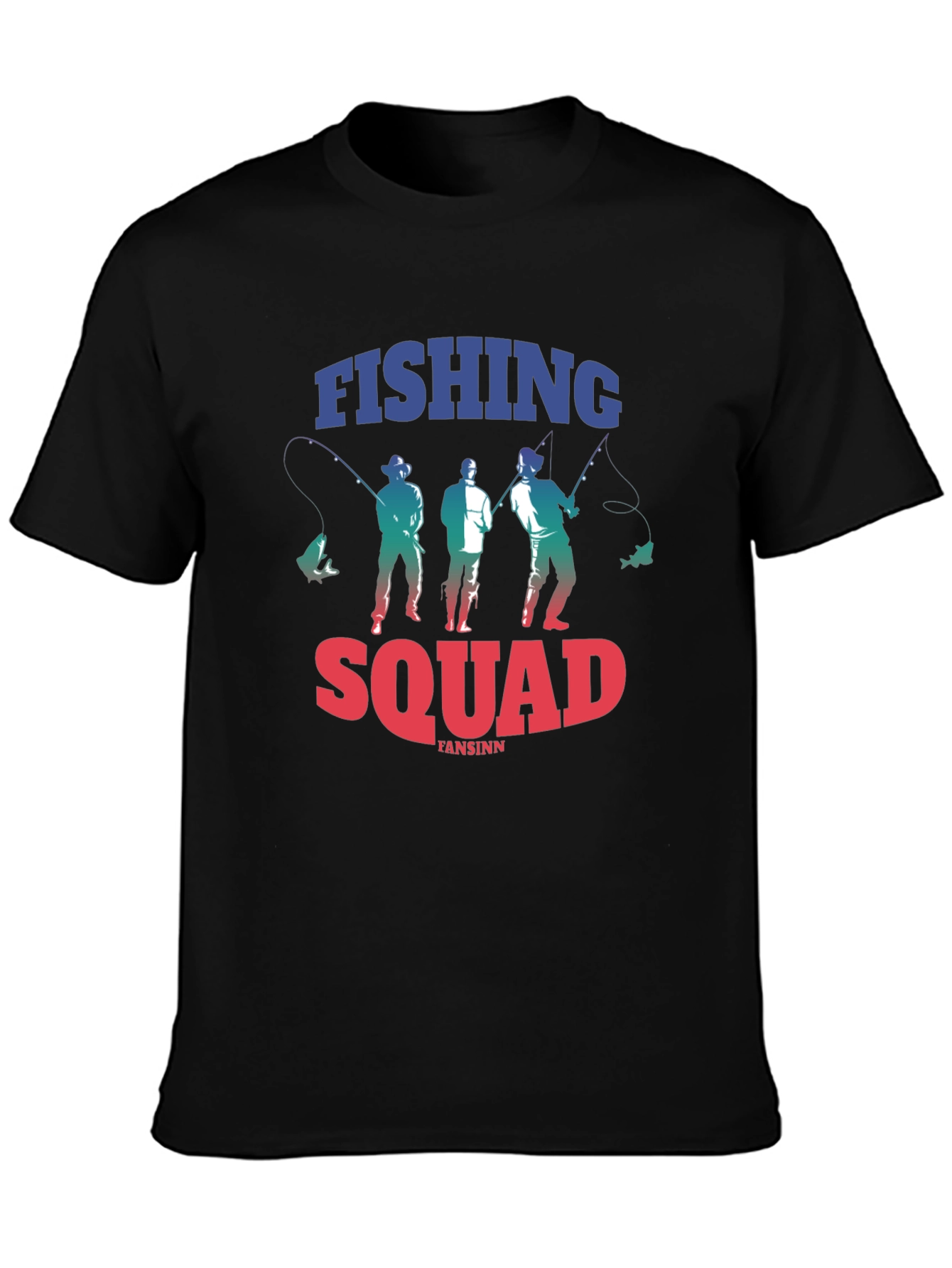 Fishing Squad Graphic Tee - Black Cotton T-Shirt