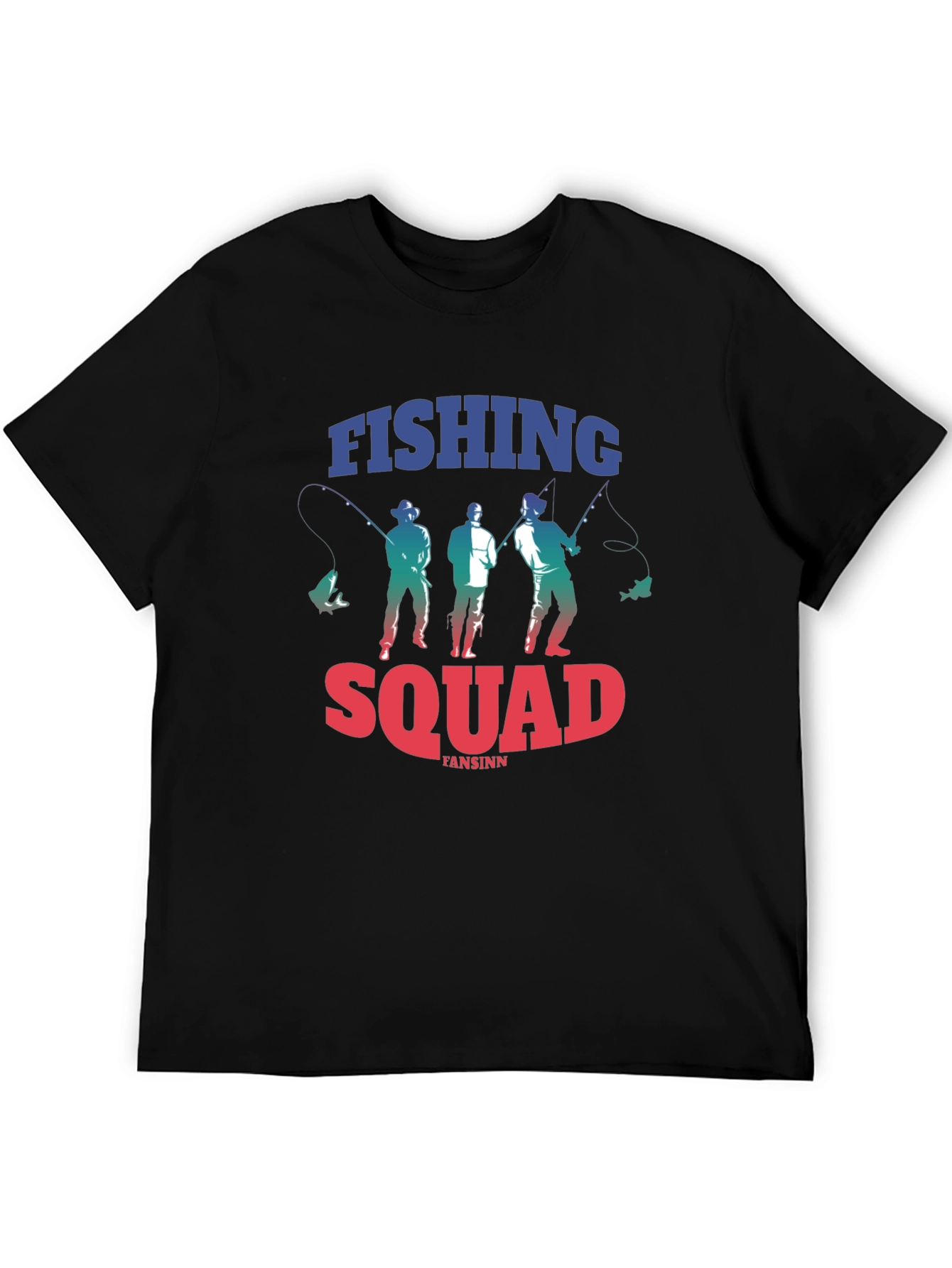 Fishing Squad Graphic Tee - Black Cotton T-Shirt