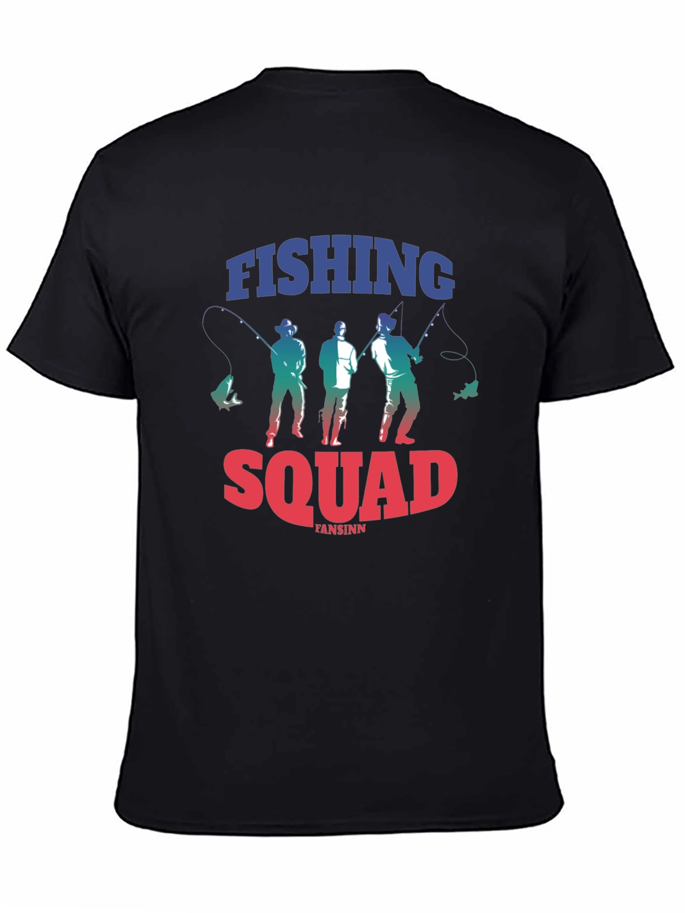 Fishing Squad Graphic Tee - Black Cotton T-Shirt