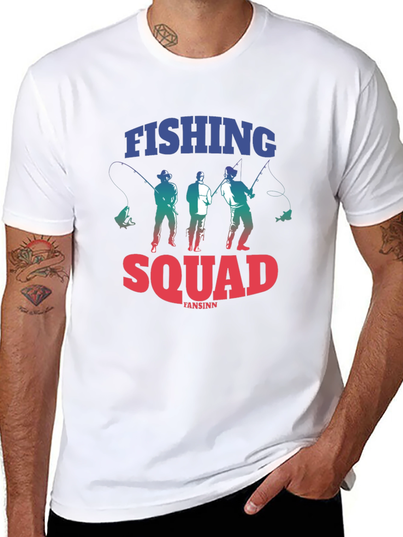 Fishing Squad Graphic Tee - Black Cotton T-Shirt