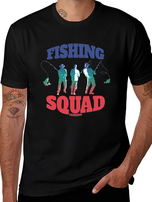Fishing Squad Graphic Tee - Black Cotton T-Shirt