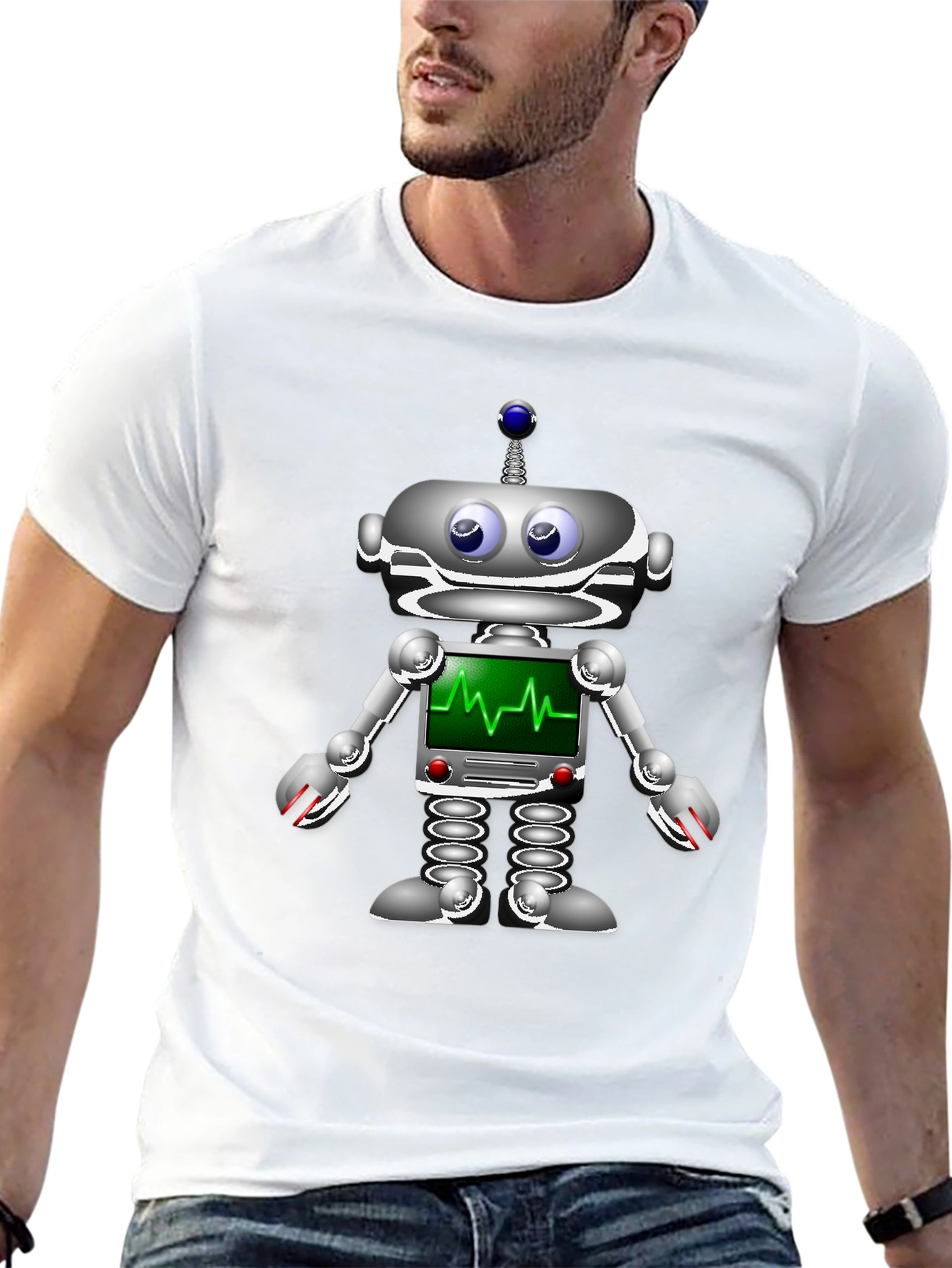 Robot Heartbeat Graphic T-Shirt