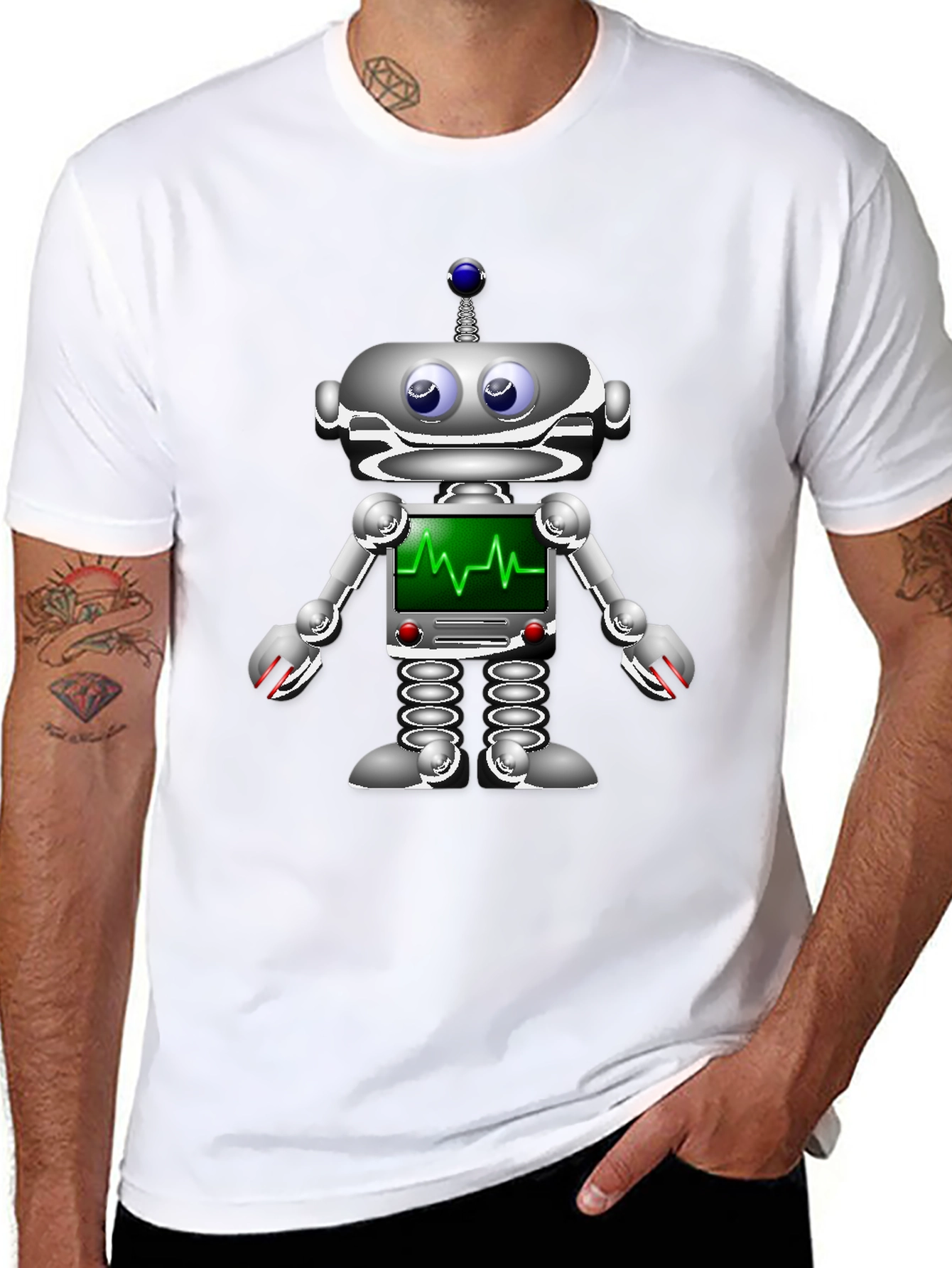 Robot Heartbeat Graphic T-Shirt