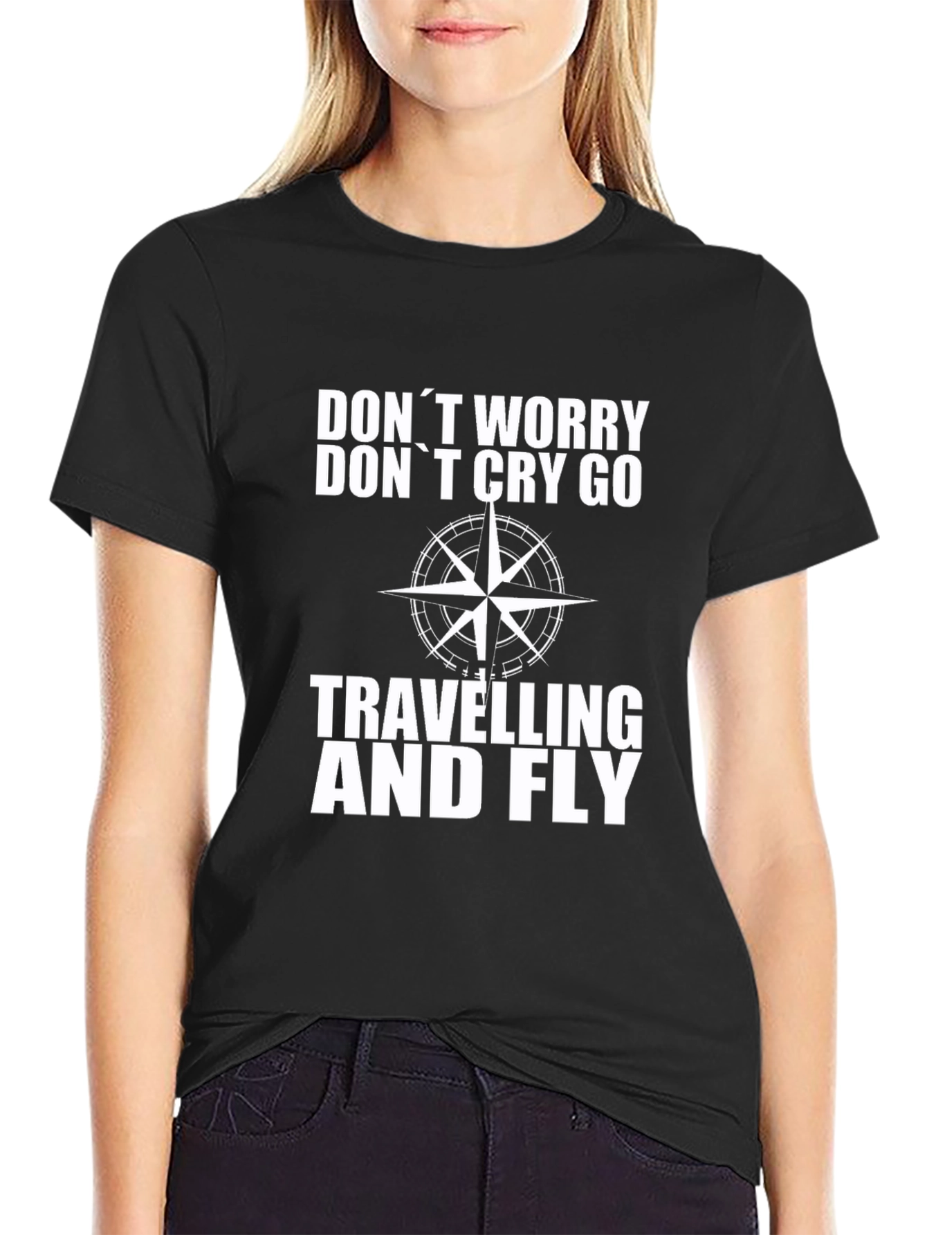 Dont Worry Black Graphic Travel T-Shirt