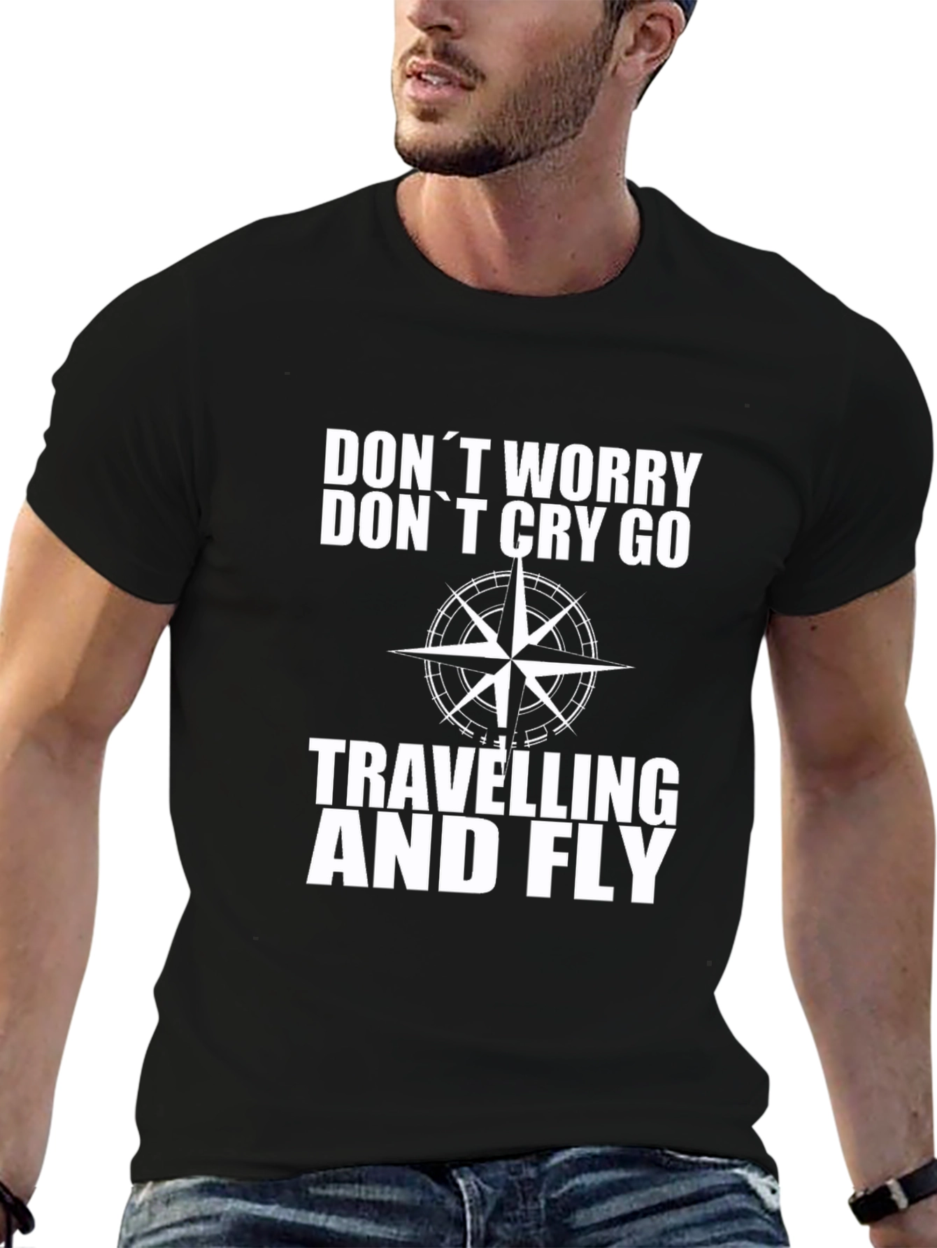 Dont Worry Black Graphic Travel T-Shirt