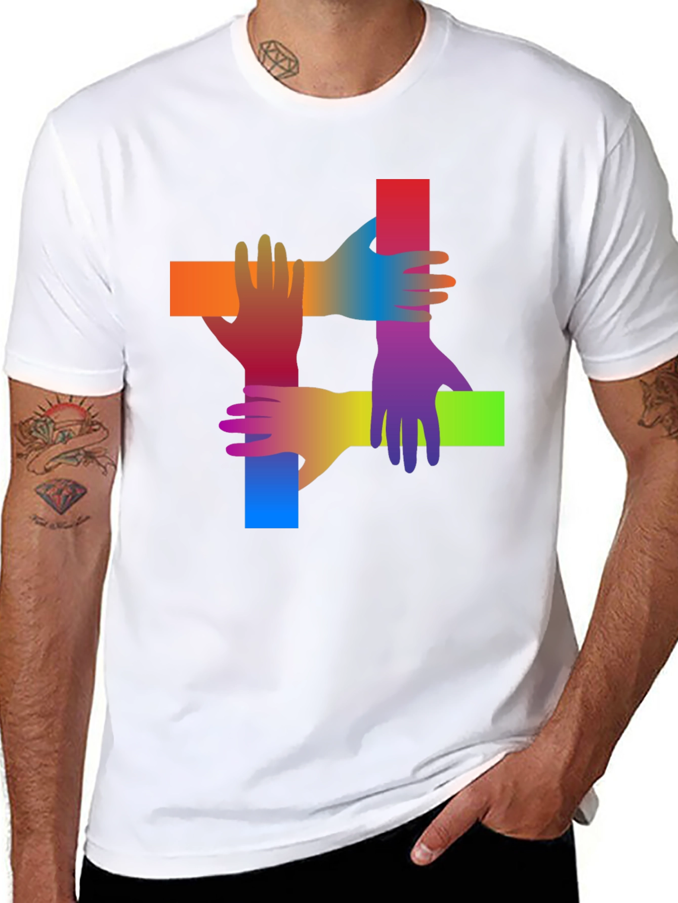 Rainbow Hand Graphic Black T-Shirt