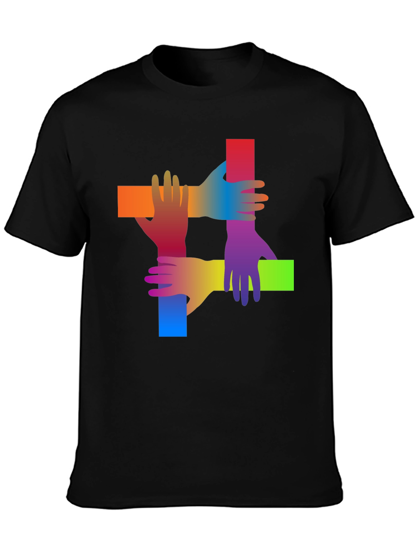 Rainbow Hand Graphic Black T-Shirt