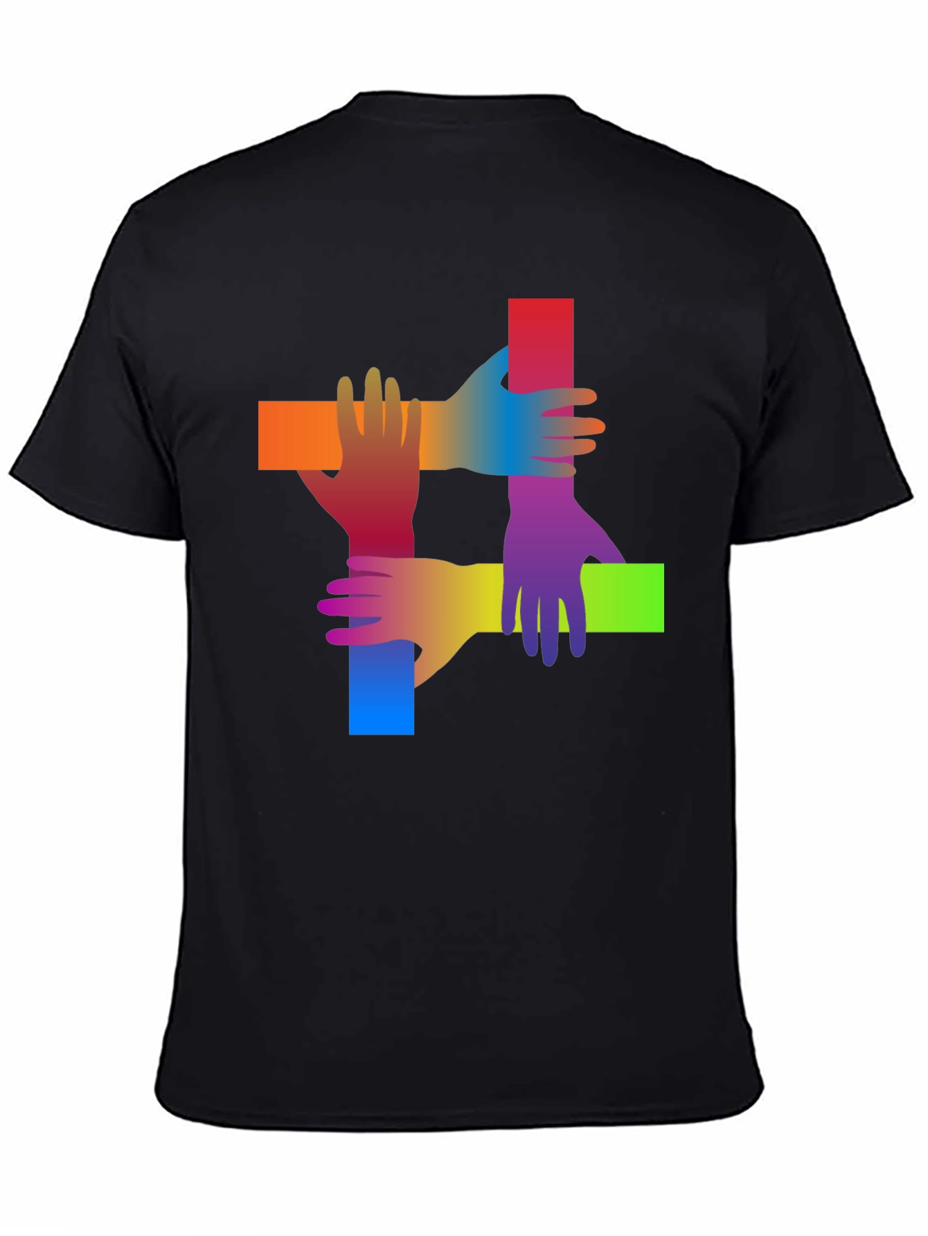 Rainbow Hand Graphic Black T-Shirt