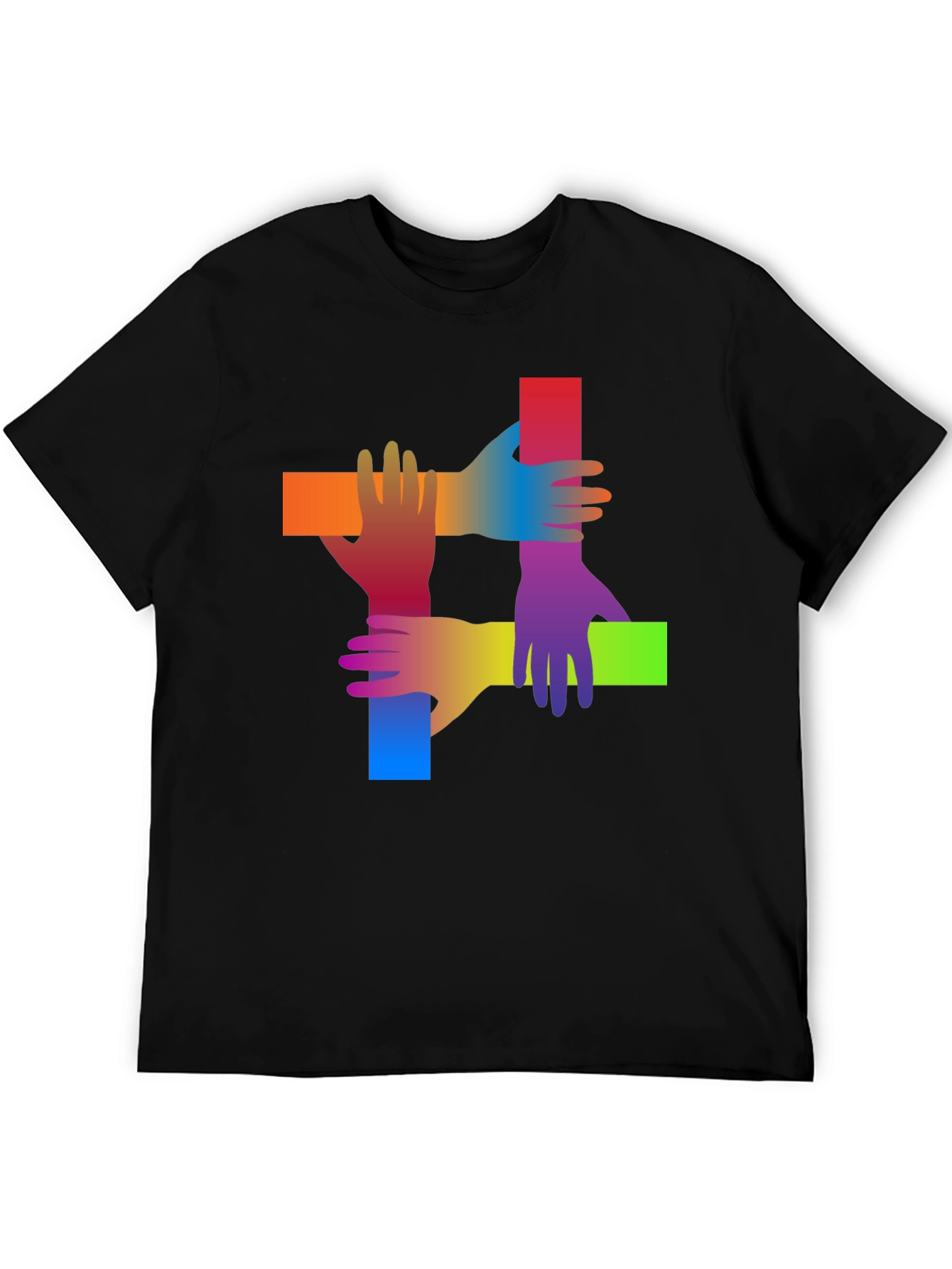 Rainbow Hand Graphic Black T-Shirt