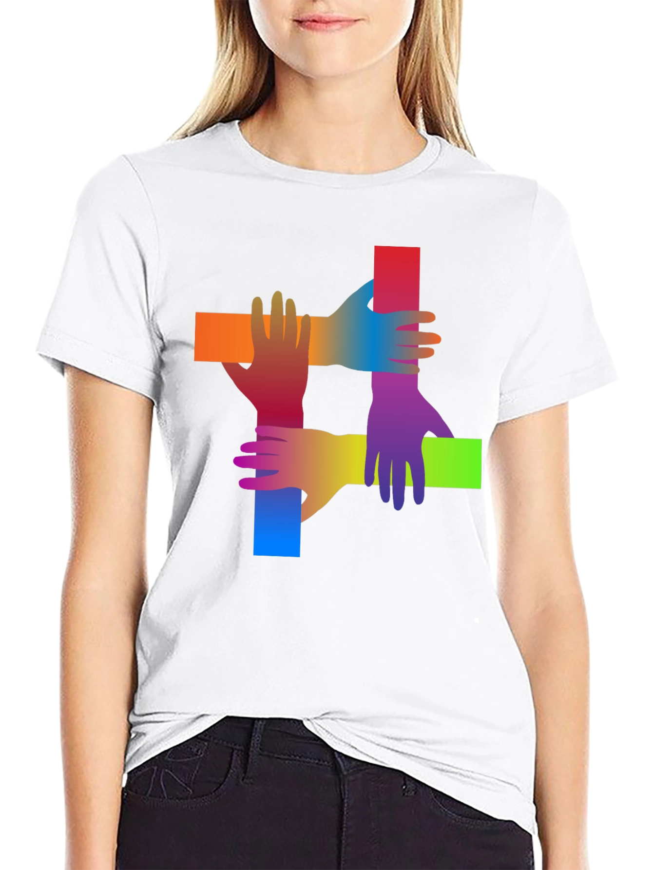 Rainbow Hand Graphic Black T-Shirt