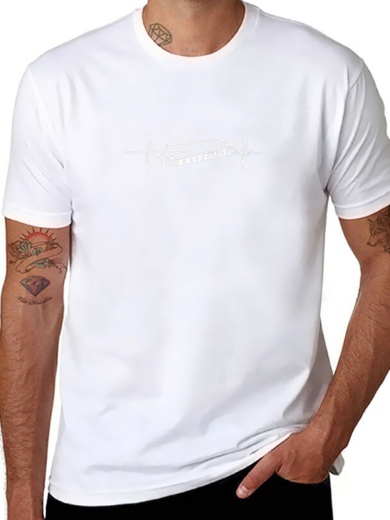 Harmonica Heartbeat T-Shirt - Music Lover Tee
