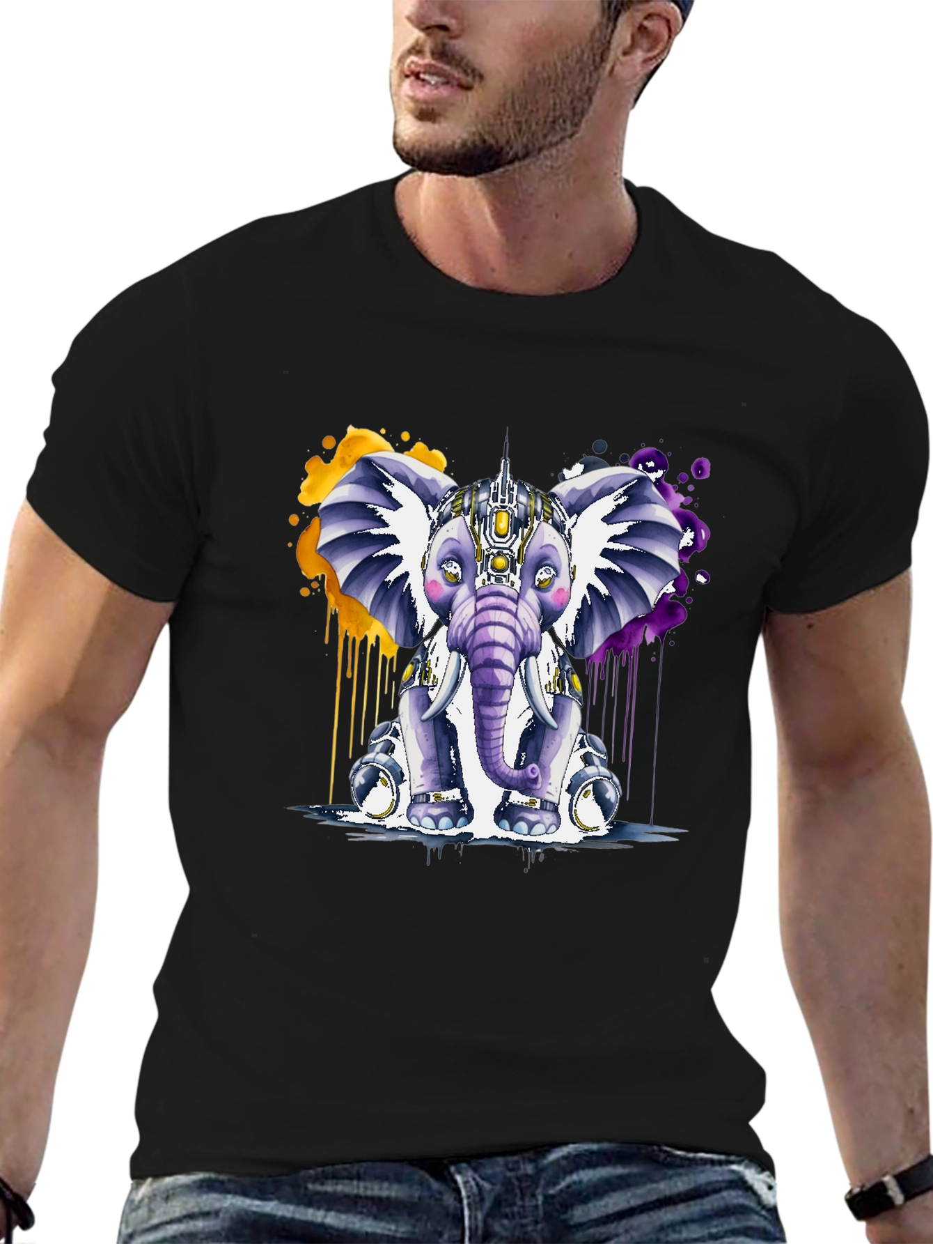 Cyberpunk Elephant Graphic T-Shirt - Unique Design