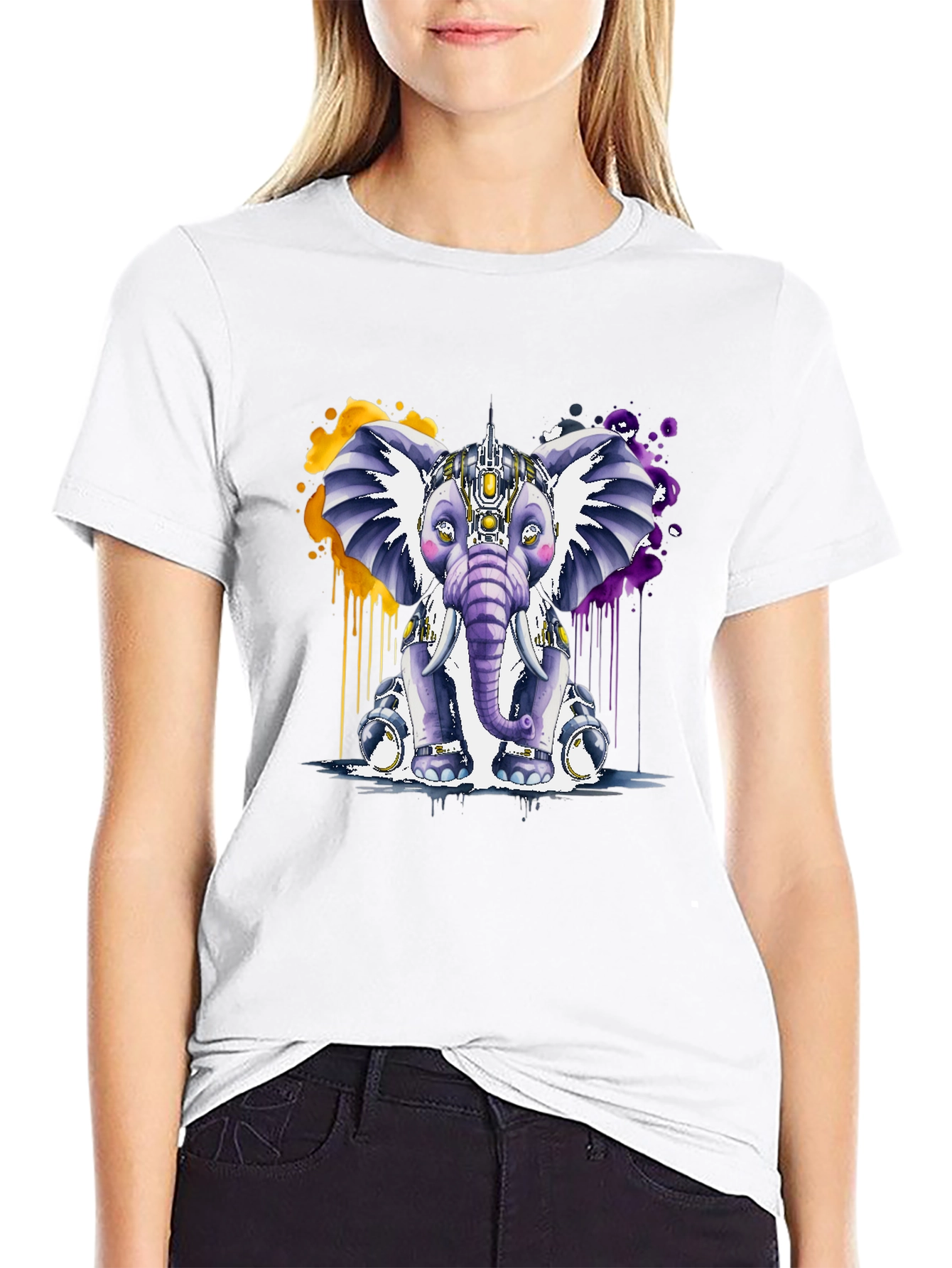 Cyberpunk Elephant Graphic T-Shirt - Unique Design