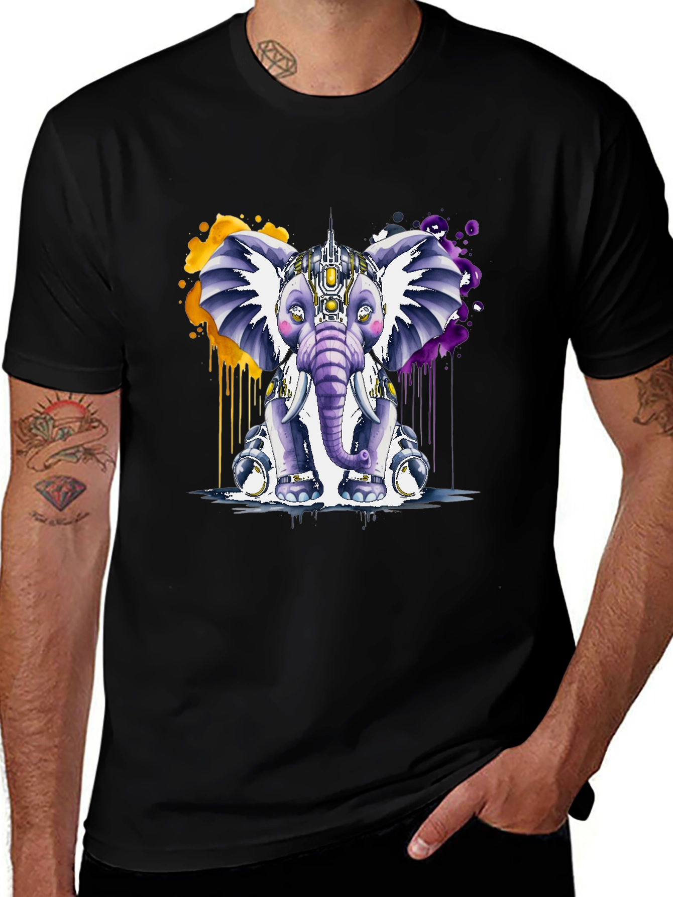 Cyberpunk Elephant Graphic T-Shirt - Unique Design