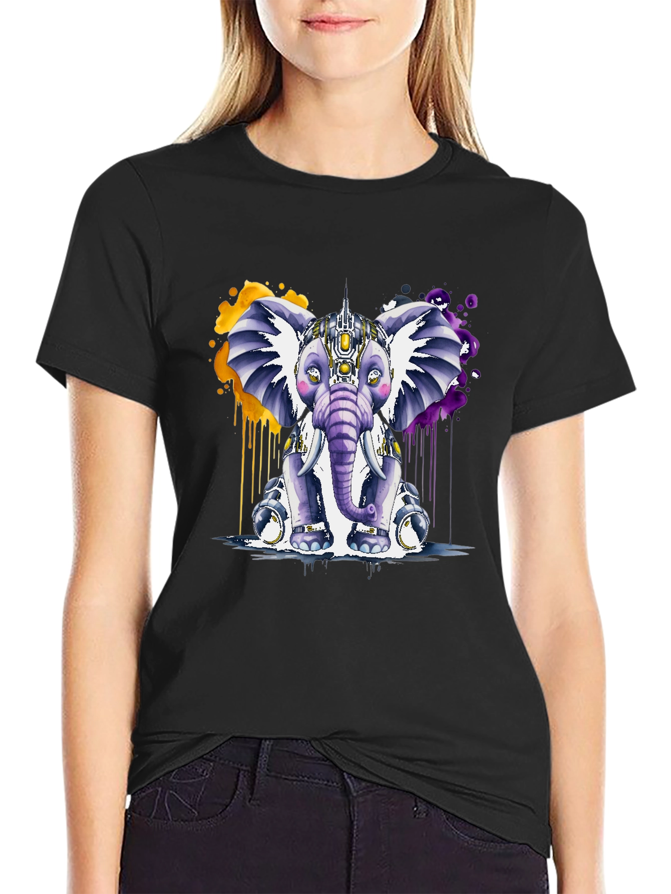 Cyberpunk Elephant Graphic T-Shirt - Unique Design