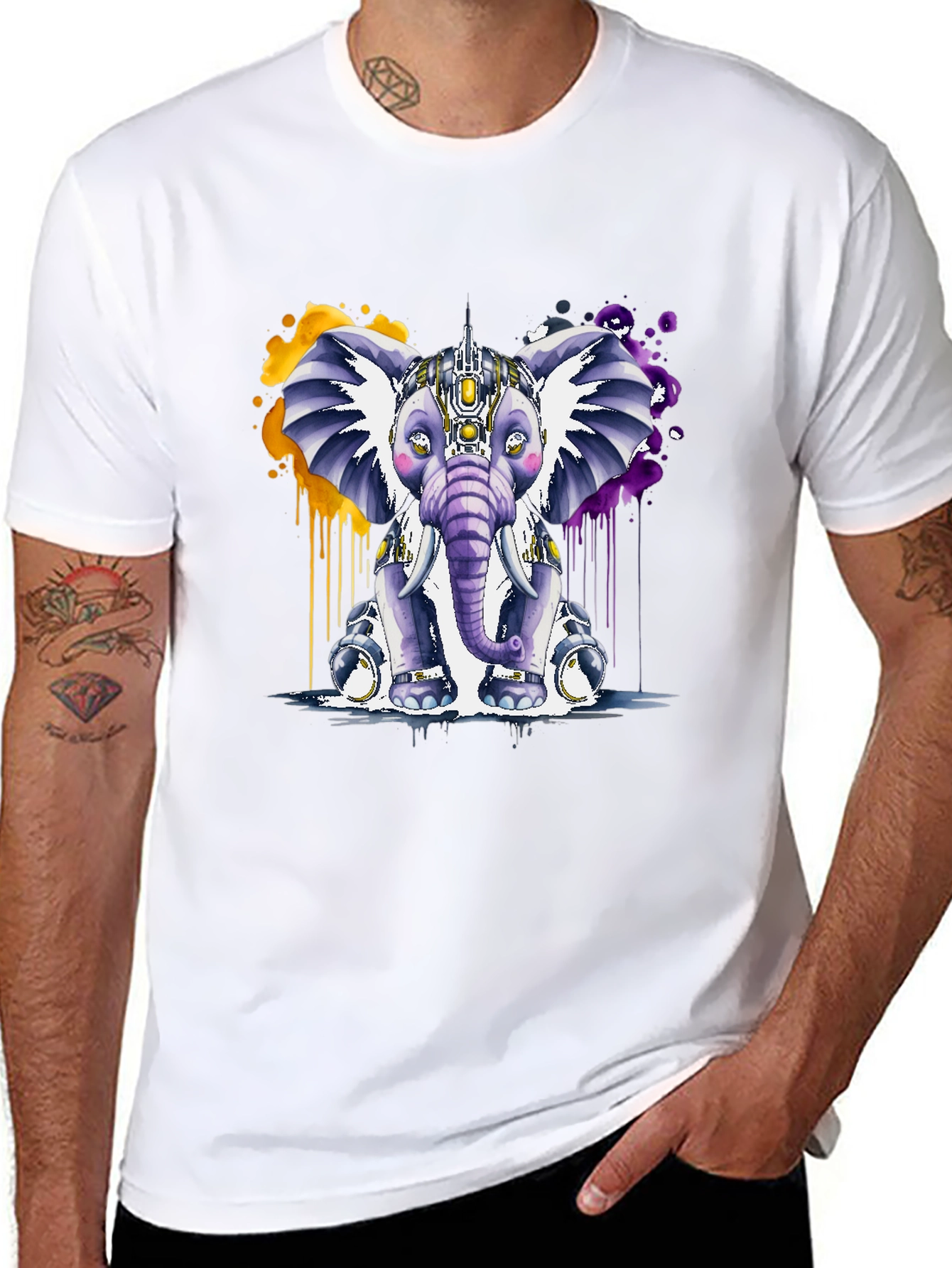 Cyberpunk Elephant Graphic T-Shirt - Unique Design
