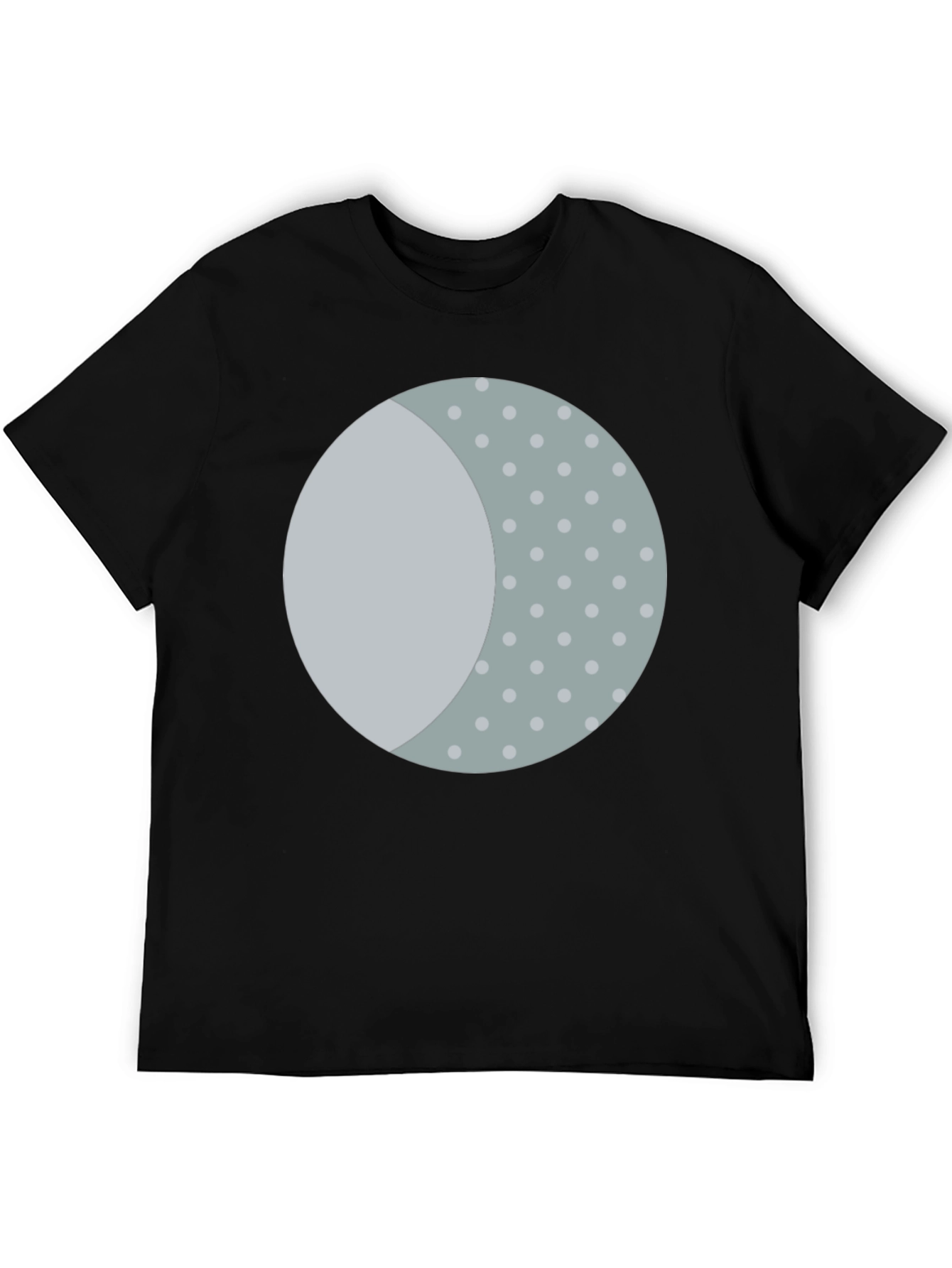Unique Moon Phase Print Black T-Shirt